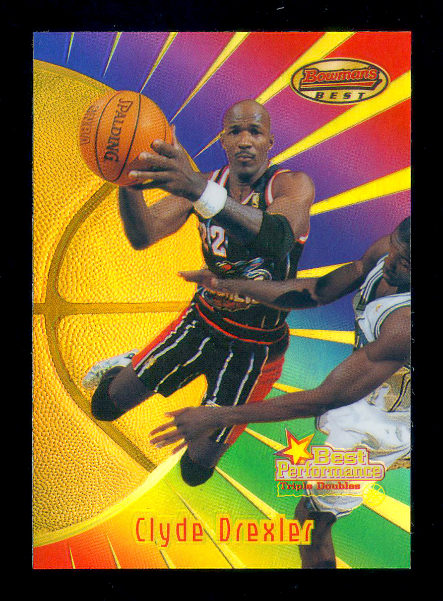 1997-98 Bowman's Best BP REF Clyde Drexler 最佳表现副卡 折射 滑翔机 德雷克斯勒 折射鼻祖 经典金球射线设计