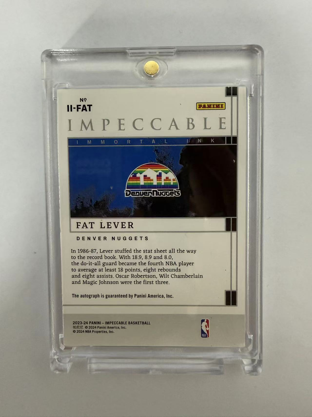2023-24 Panini Impeccable Fat Lever 小真金 ink签 掘金 法特 利夫 签字 49编 卡品如图 (soso)