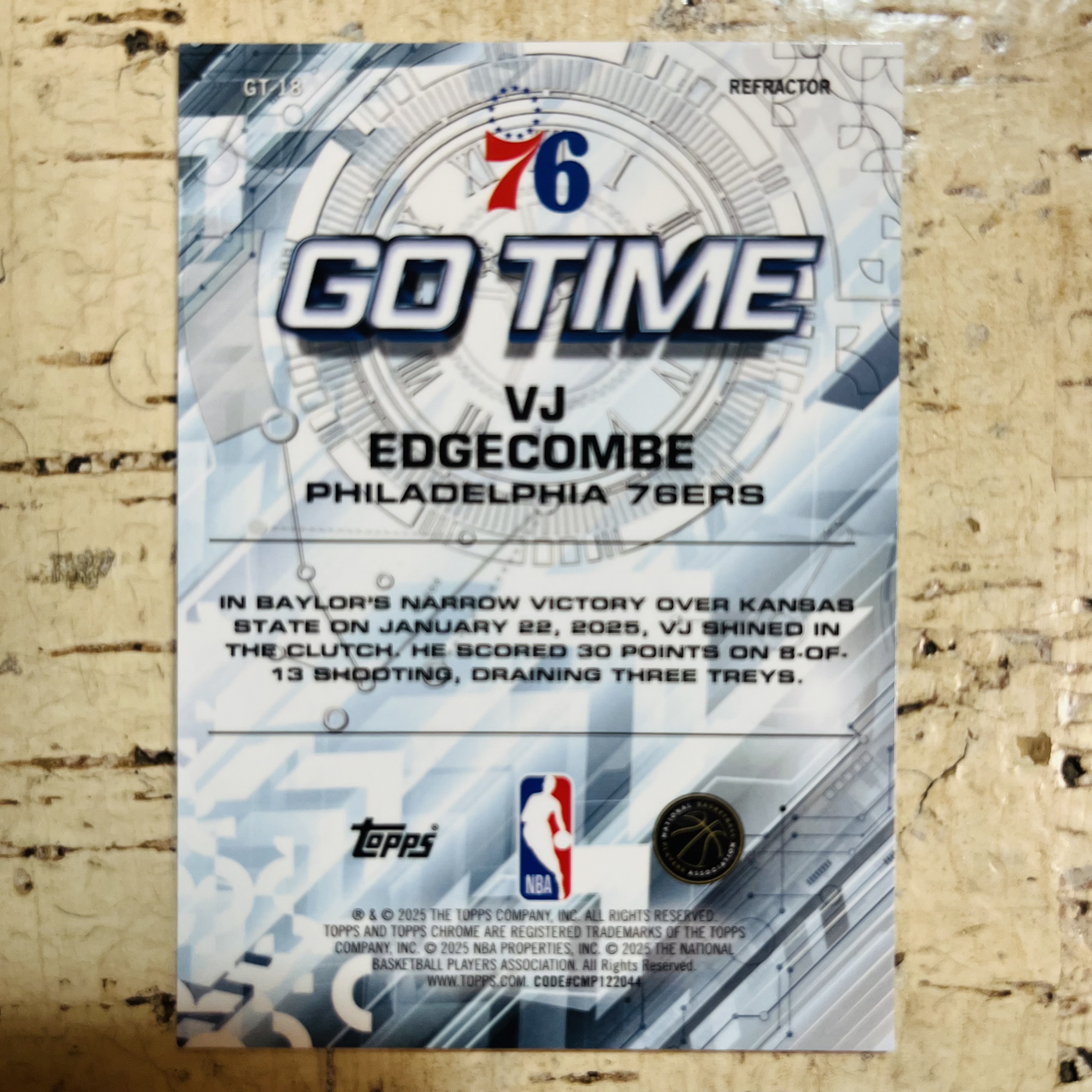 2025-26 Topps Chrome VJ Edgecombe RC 新秀 76人 vj 埃奇库姆 正银折 银折射 go time 关键时刻 特卡 第2张【小卡迷拍卖 可累积半年】