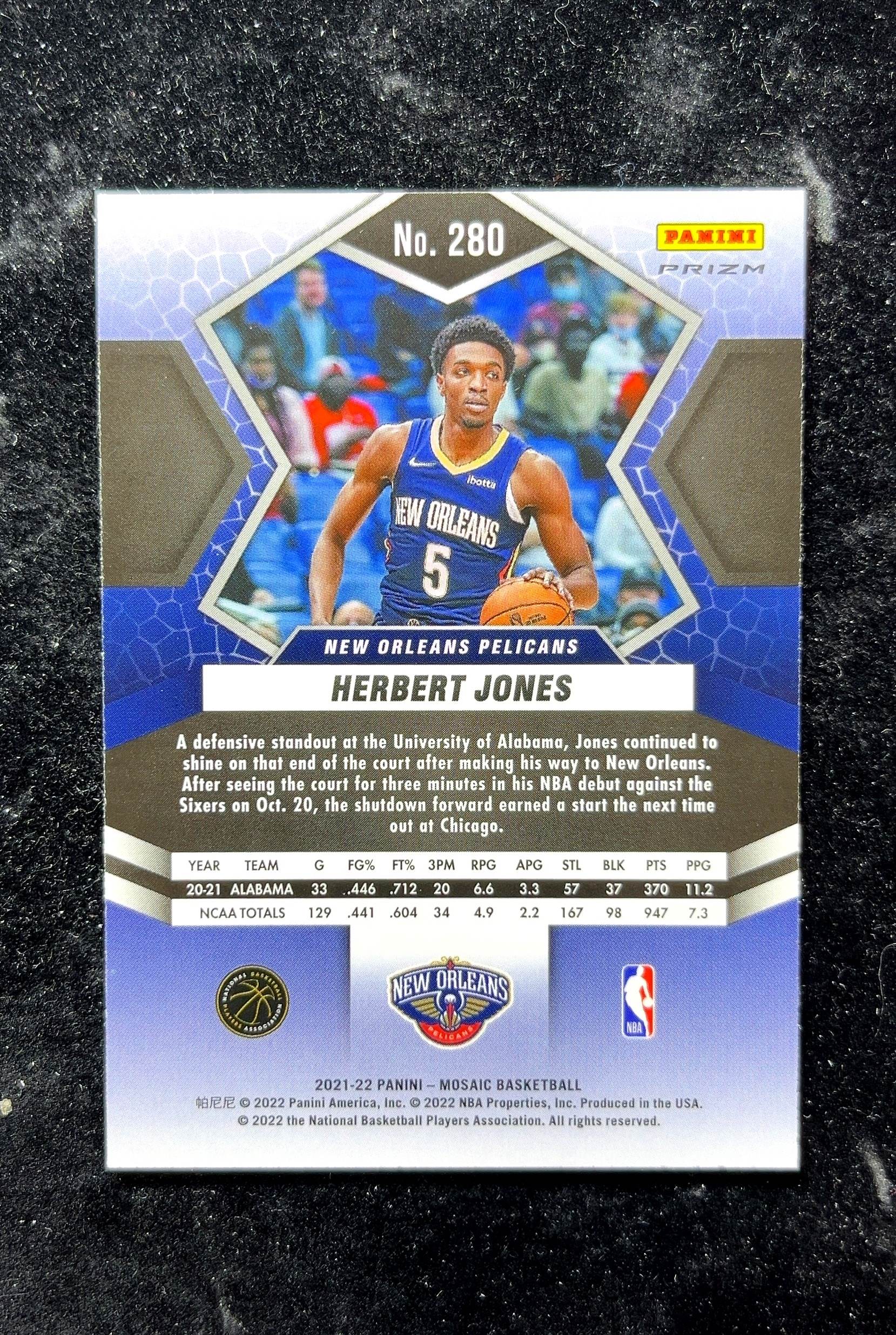 【小白1%代卖】2022 Panini Mosaic Prizm Herbert Jones 赫伯特·琼斯 新秀 RC 卡品如图 高价值 #280 New Orleans Pelicans 0702