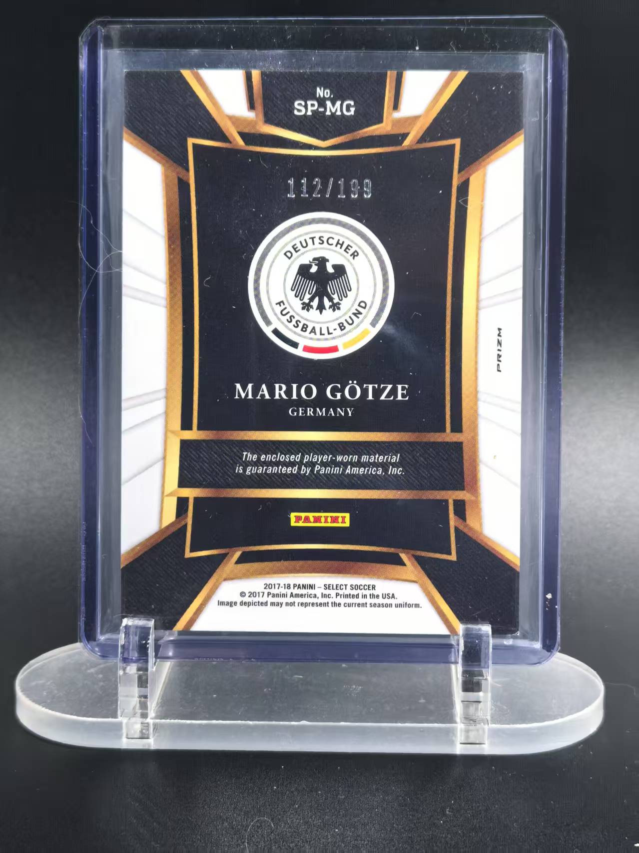 2017-18 Panini Select Mario Gotze #SP-MG 格策 多特蒙德 拜仁 德国金童 红折落场球衣 112/199编