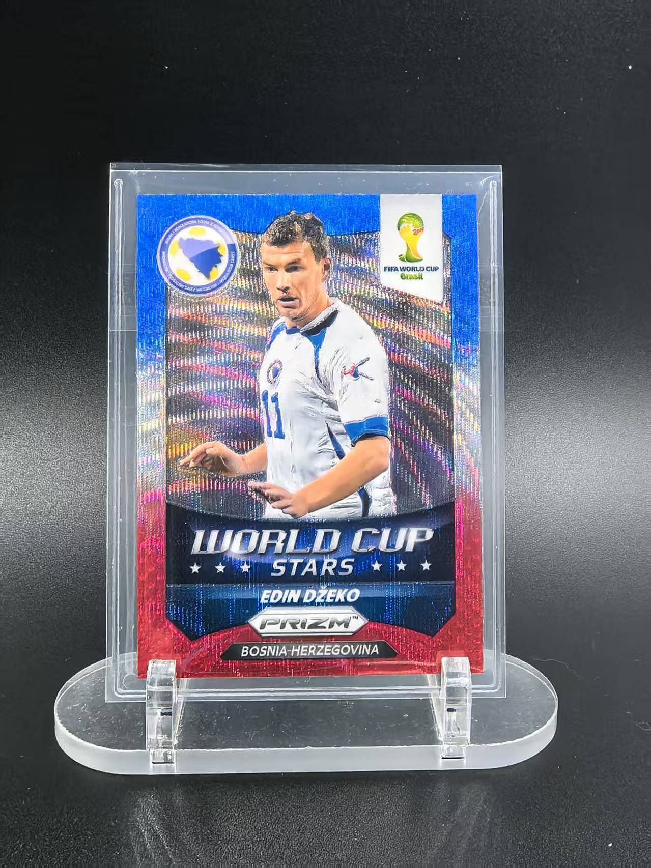 2014 Panini Prizm Edin Dzeko #5 哲科 巴西世界杯元年PZ 波黑 曼城 国米 红白蓝三色波纹折射