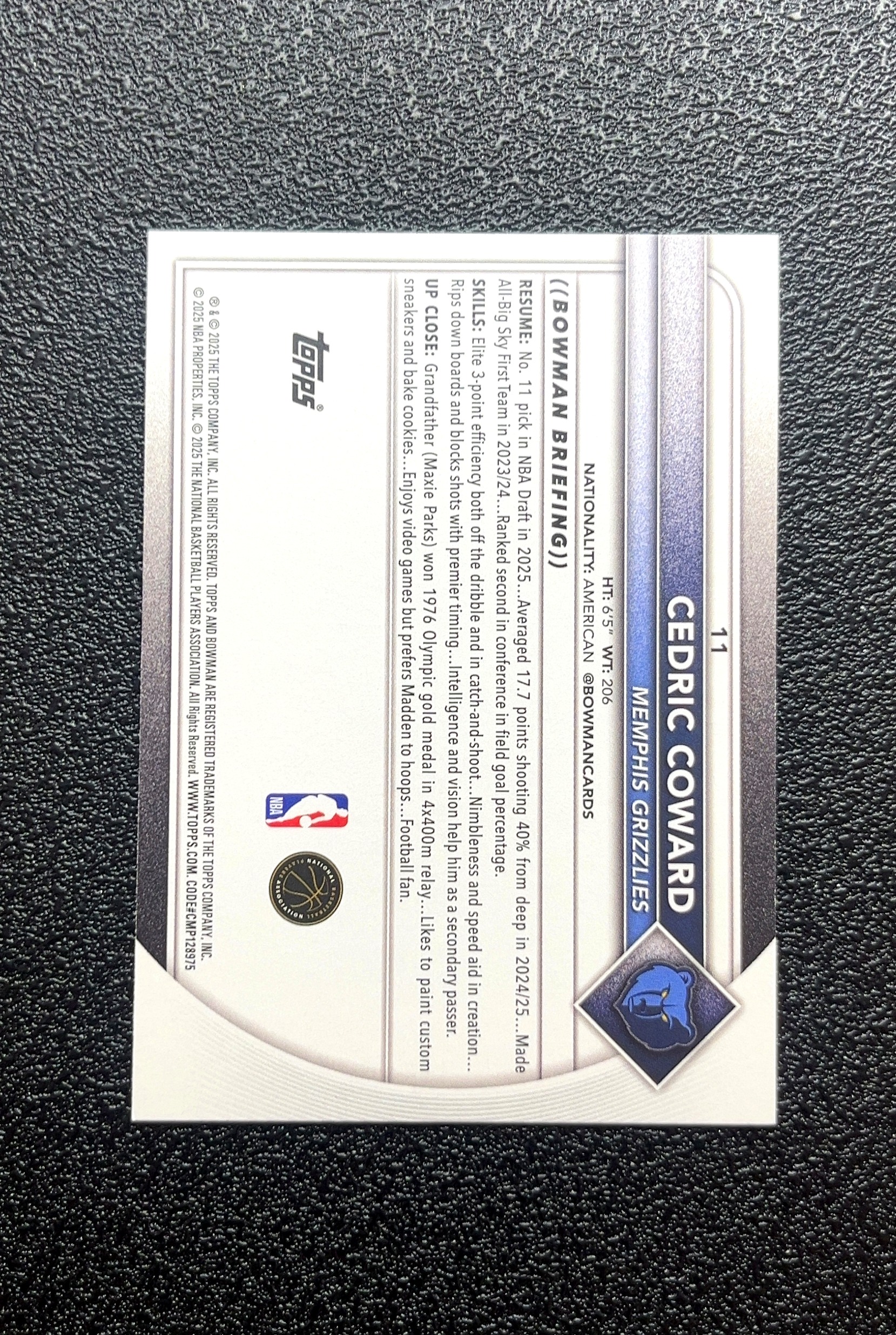 【小白1%代卖】2025 Topps Bowman Bowman Briefing 鲍曼简报 Cedric Coward 塞德里克·考德 新秀 RC 卡品如图 高价值 #11 0019#246