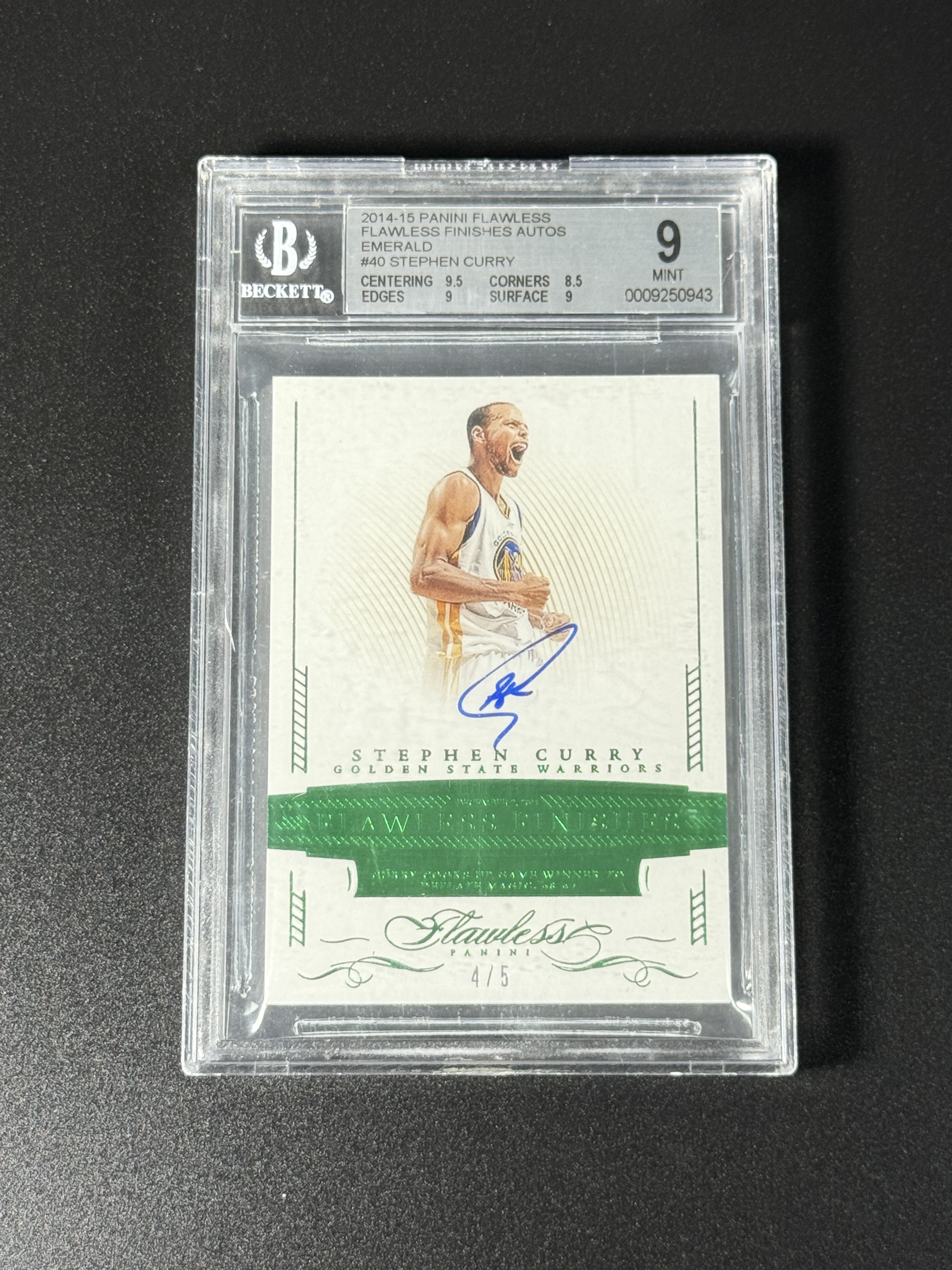 【喷子拍卖】2014-15 panini flawless Stephen Curry 手提 金州勇士 史蒂夫 库里 元年绝杀 签字 5编 绿版 卡签 系列大hit卡 超帅庆祝选图 BGS9/10 专收必备 送订制壳 PPNU