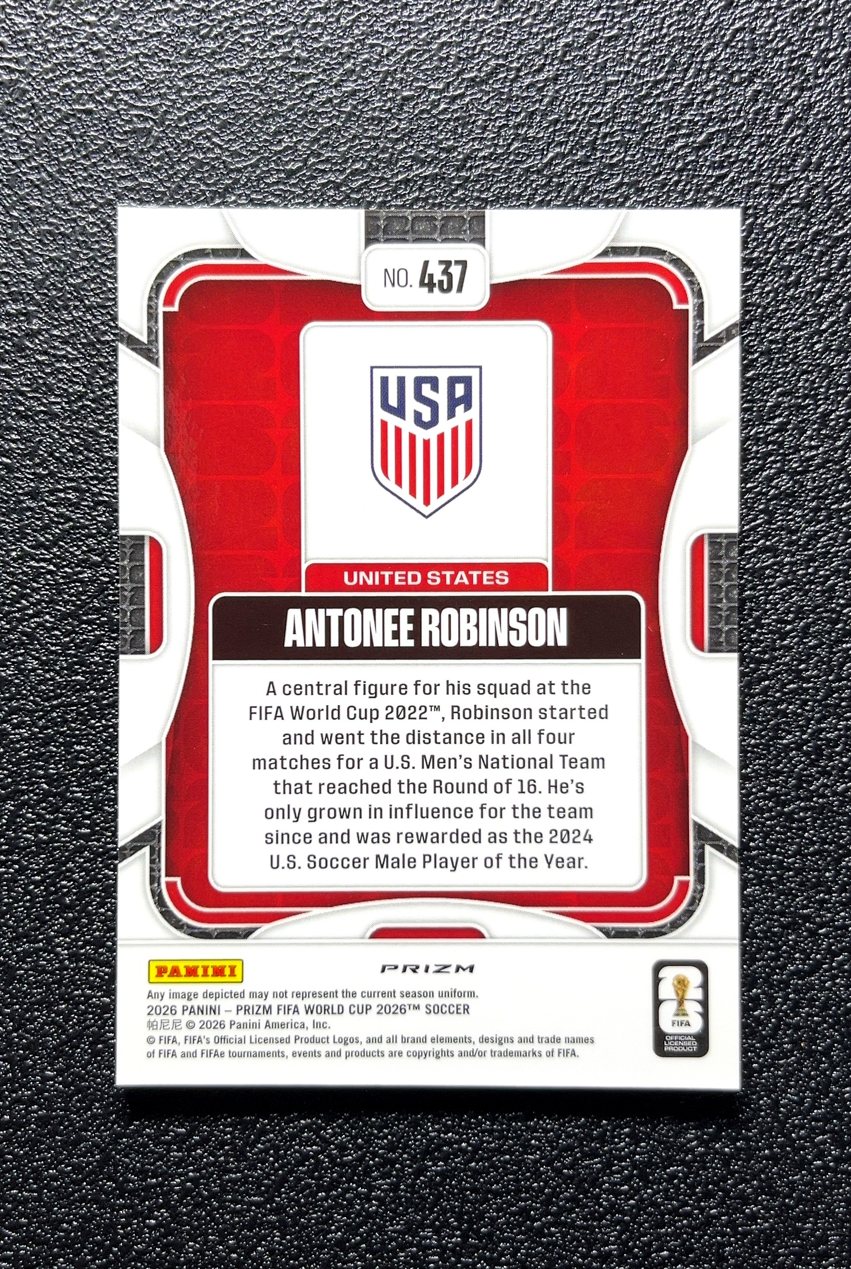 【小白1%代卖】2026 Panini Prizm Antonee Robinson 安东尼·罗宾逊 卡品如图 高价值 #437 United States 美国队 0809