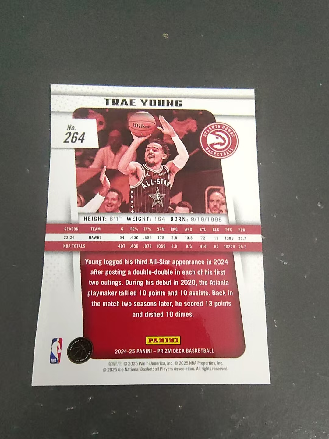 【可合并,不累计】2024-25 Panini prizm deca Trae Young PZ 复刻 复古 特雷 杨 老鹰 划痕 边角瑕疵 #264