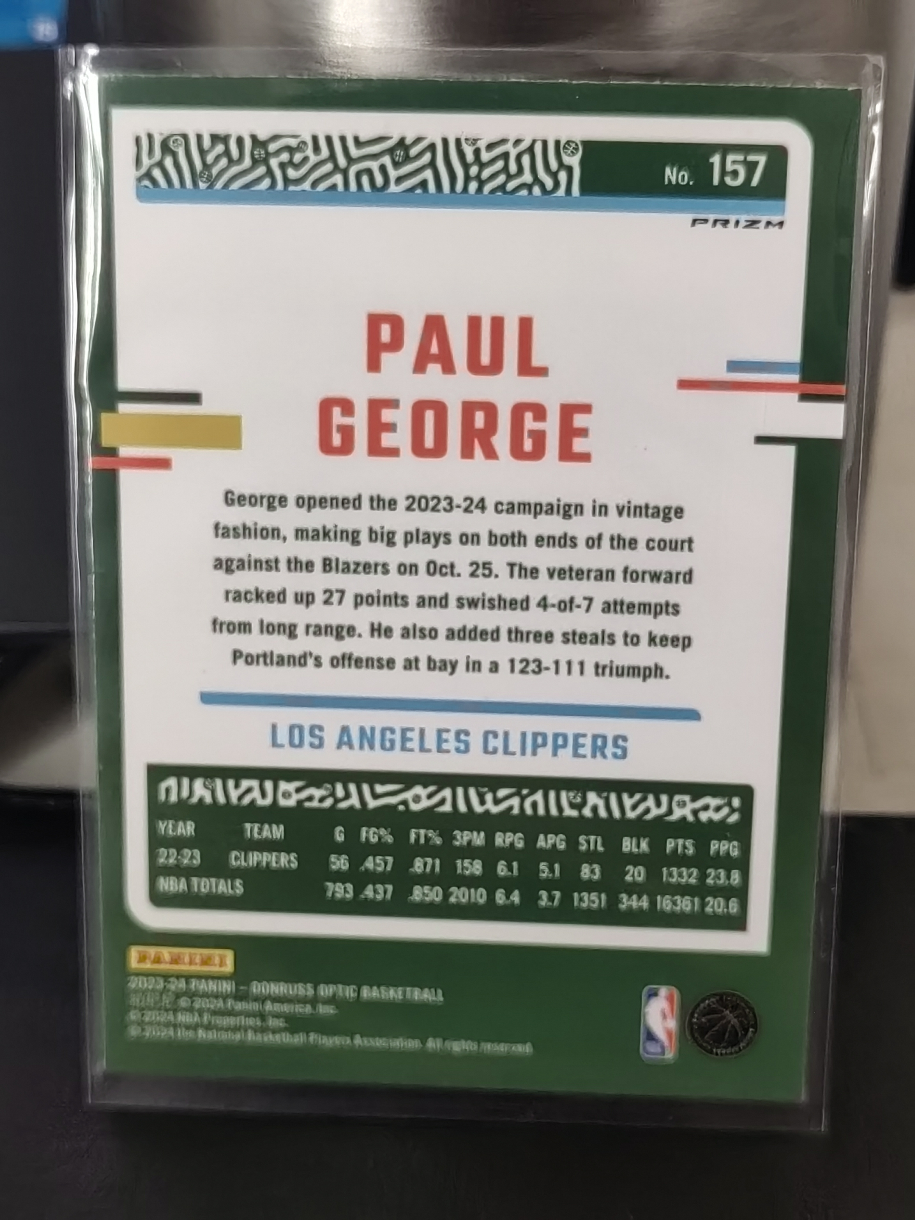2023-24 Panini Opti Donruss Paul George OP 红圈圈折 保罗乔治 快船 篮 白边白角 不保卡品 卡品如图