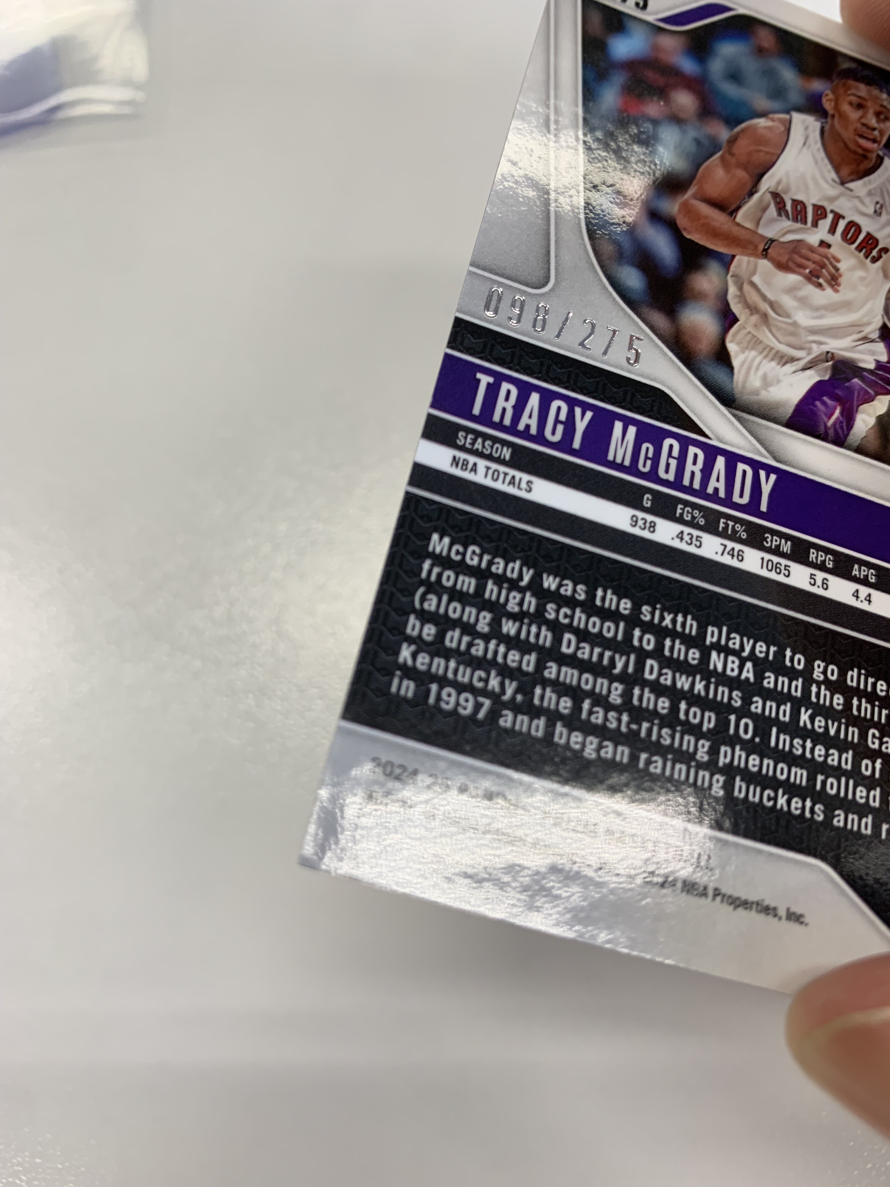 2024-25 Panini Prizm Tracy McGrady 特雷西麦格雷迪 麦迪 白镭射折 275编 猛龙 小瑕疵 SBX
