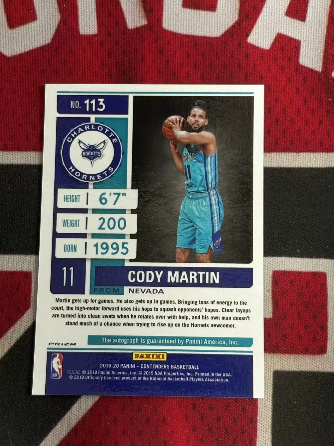 2019-20 PANINI CONTENDER CODY MARTIN 球票系列 黄蜂 新秀RC 科迪马丁 签字卡 卡签 正新秀球票签字卡 银折 折射 专收凑套必备【烂臭嘴拍卖】