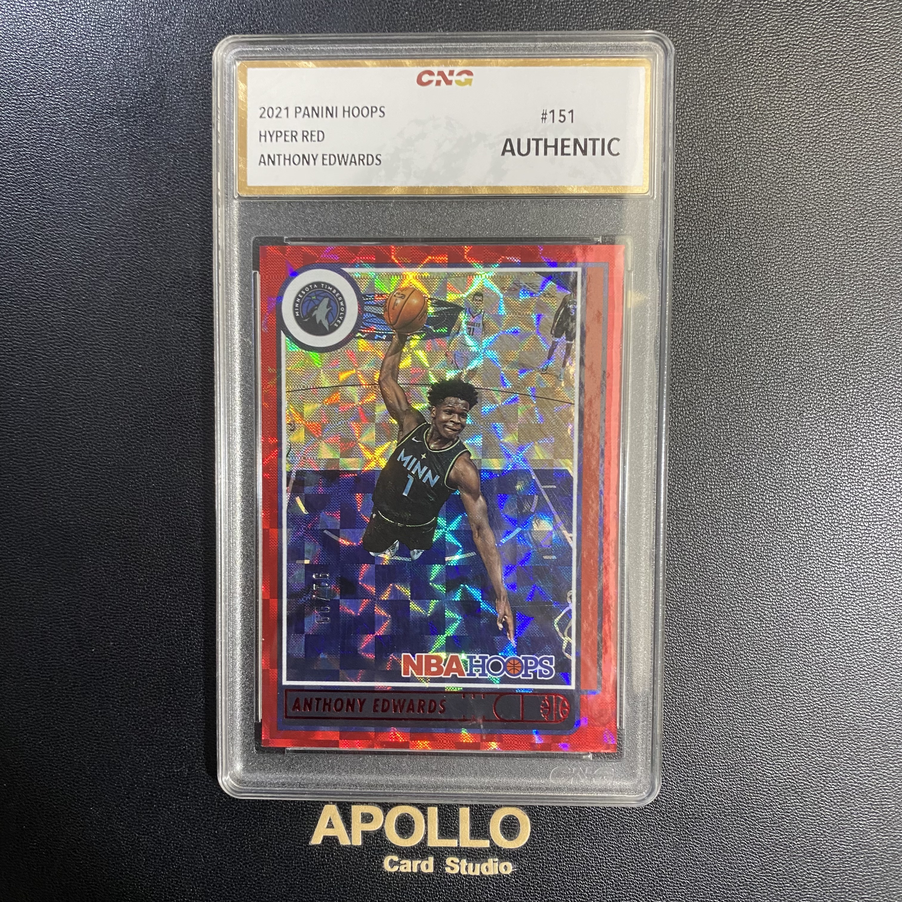 2021-22 Panini NBA Hoops Anthony Edwards 爱德华兹 森林狼 99编 红棱镜折 CNG鉴真评级卡 卡品如图-Echo