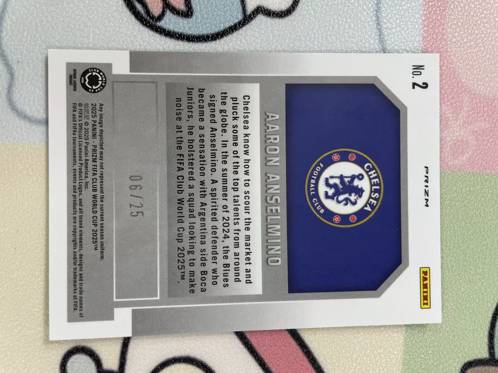 2025 Panini Prizm FIFA Club World Cup 世俱杯Pz Aaron anselmino 切尔西 安塞尔米诺 新秀 银mojo折 折射 06/25编 不保卡品【猴哥】