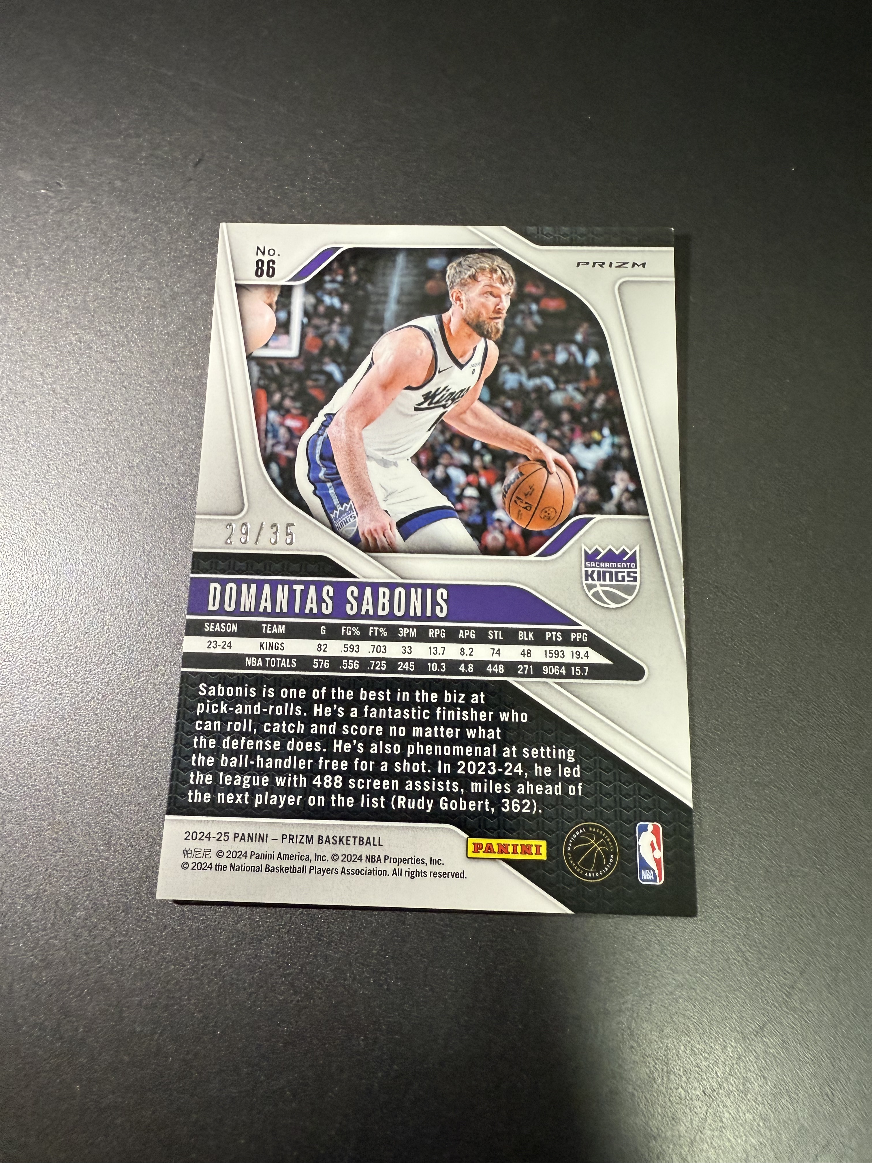 2024-25 Panini Prizm Domantas Sabonis 萨博尼斯 紫脉冲折 35编 国王队 什