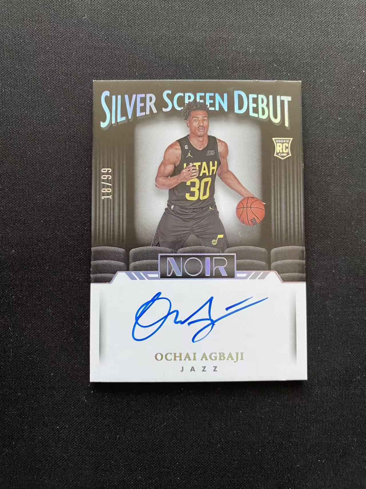 2022-23 Panini Noir Ochai Agbaji RC 诺尔 爵士 新秀 奥查伊 阿巴吉 99编 银幕首秀签 签字 卡签【king#49】瑕疵如图