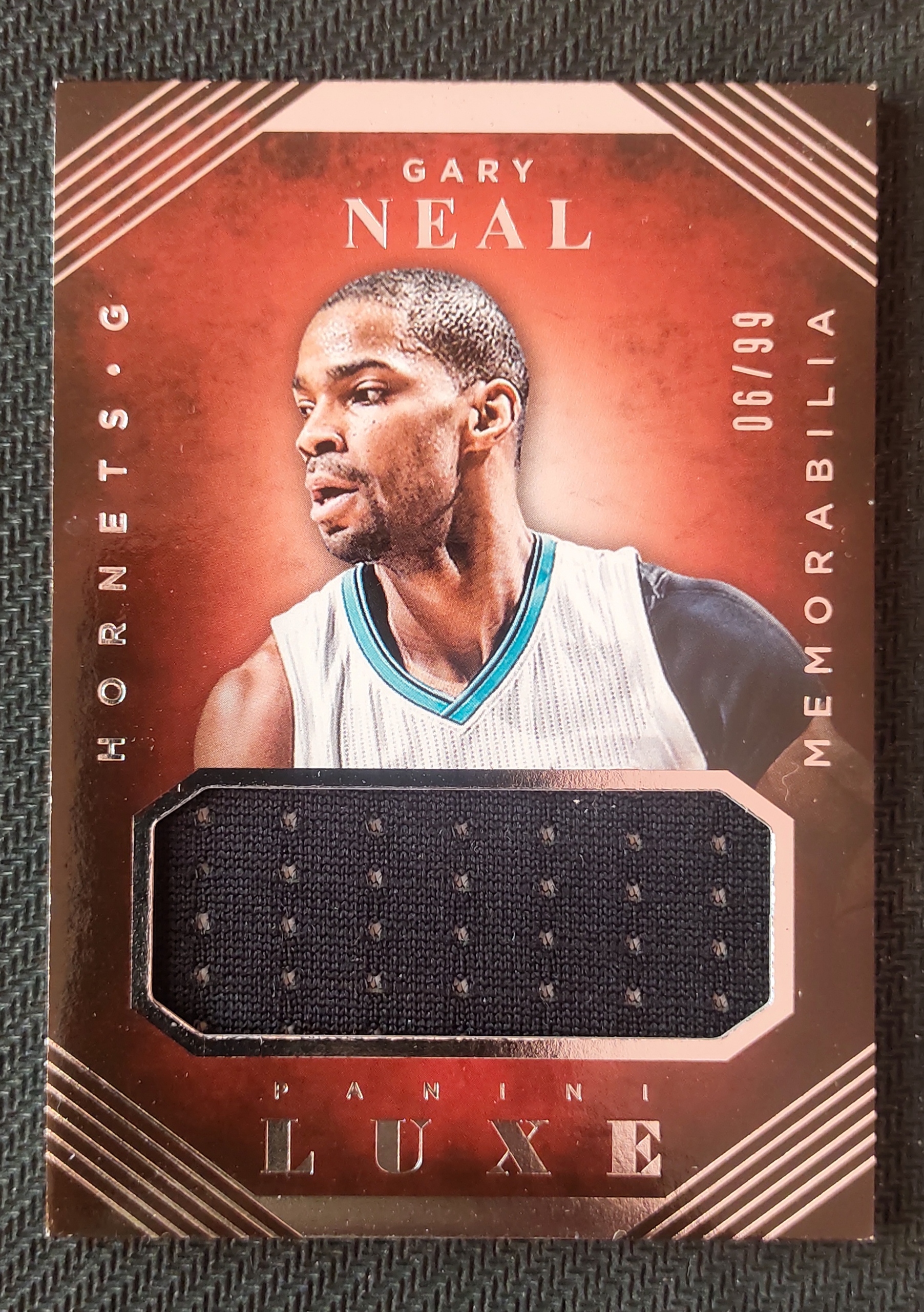2015-16 Panini Luxe Gary Neal 加里 尼尔 黄蜂 亲穿 落场 球衣 物料 切割 06/99 瑕疵如图