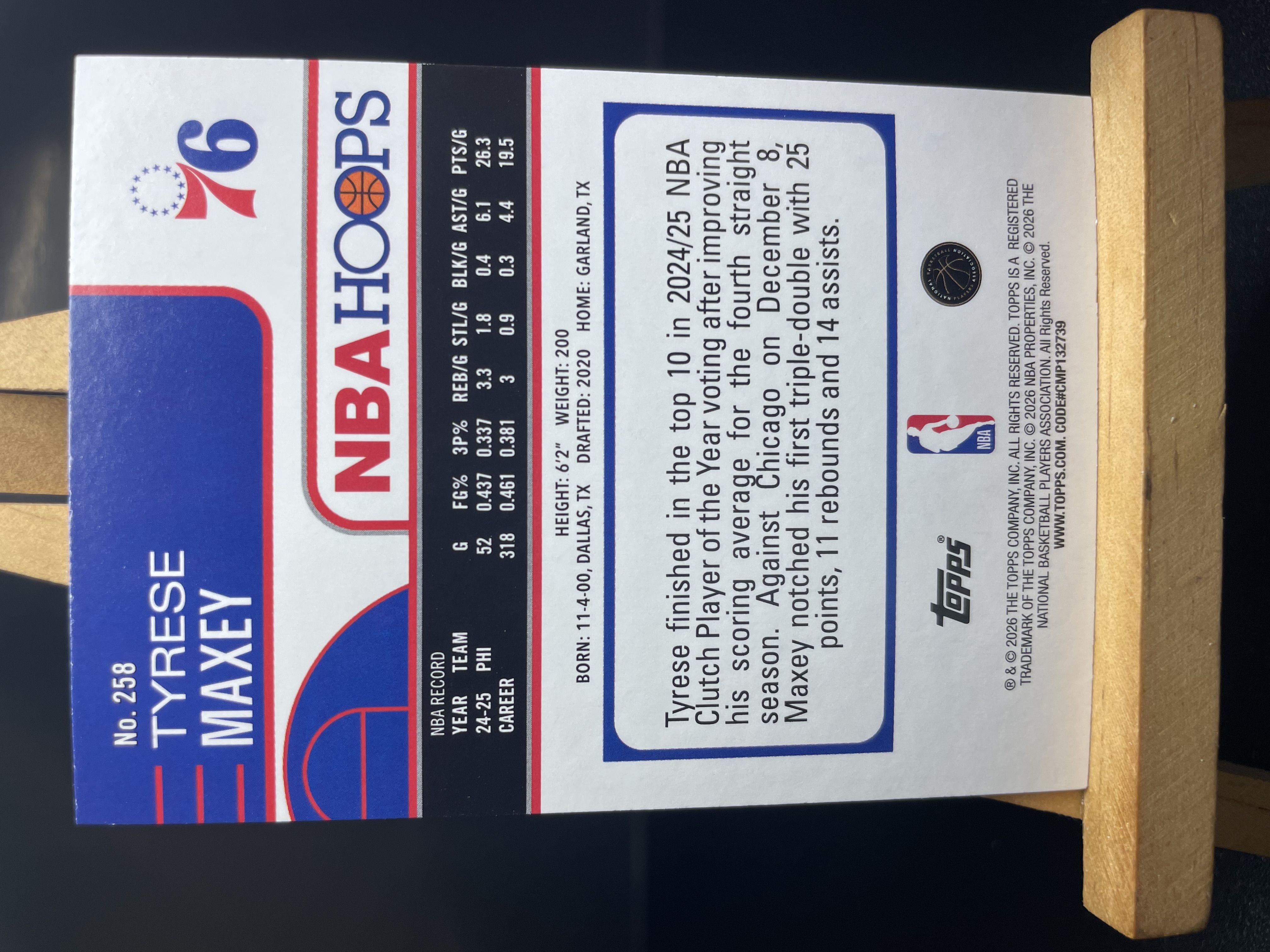 (A4) 2026 TOPPS NBAHOOPS 折射 马克西 76人 近期大热球星 收藏凑套必备 卡品如图 !!!