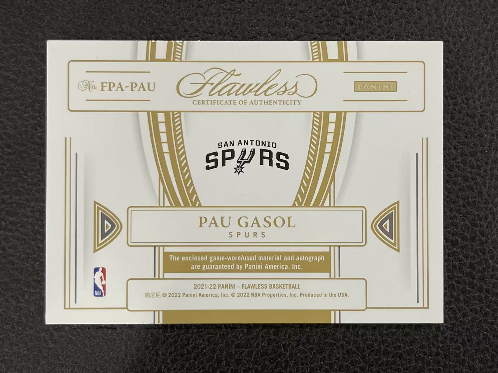 2021-22 Panini Flawless Pau Gasol 【赛博典藏】 手提 马刺 保罗 加索尔 /25编 FPA 马桶盖 签字 卡签 加嫂 暴力切割 墨迹微瑕 微瑕如图 #DE#