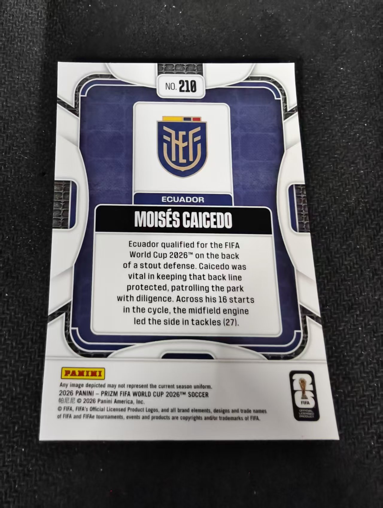 2026 Panini World Cup Prizm Moises Caicedo 凯塞多 布莱顿 切尔西 厄瓜多尔 PZ世界杯 划痕 边角瑕疵#210