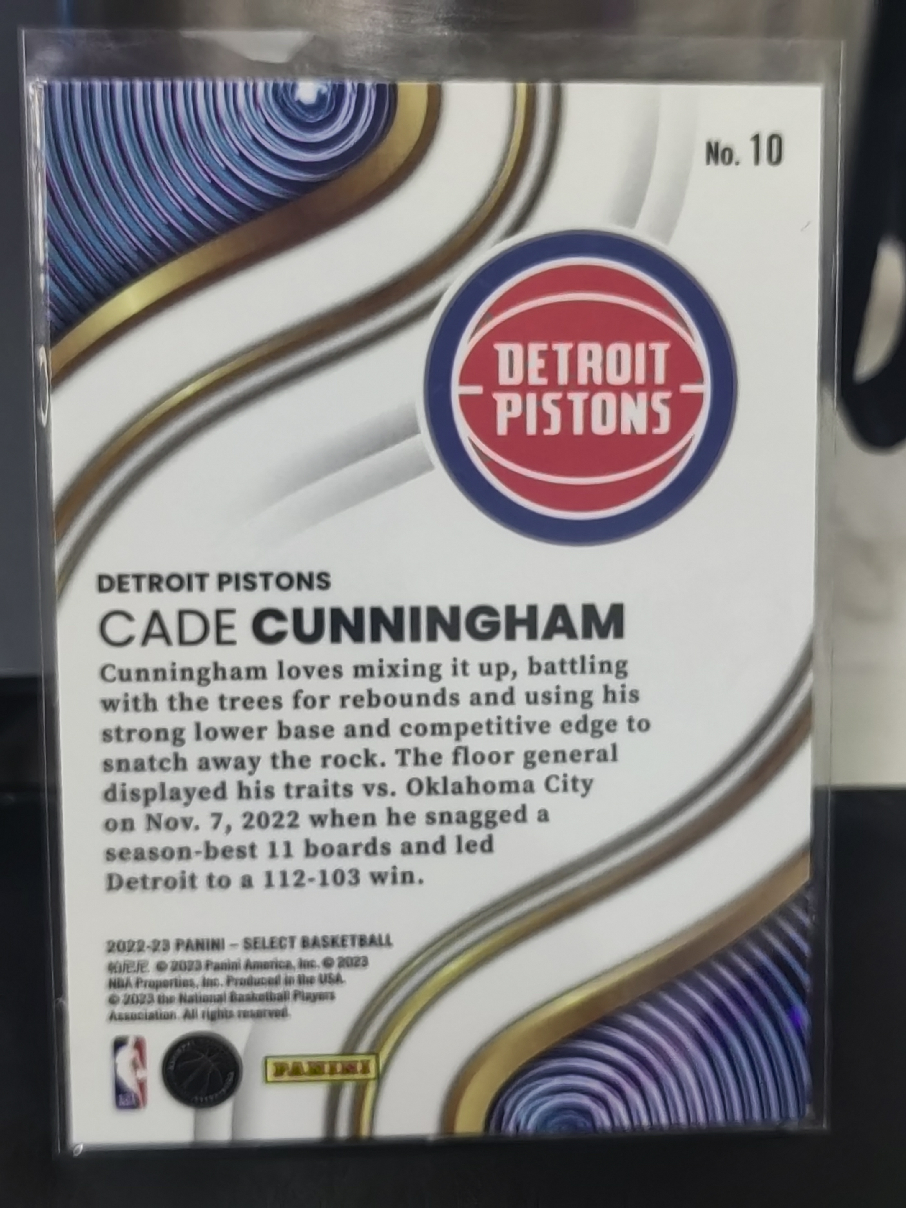 2022-23 Panini Select Cade Cunningham Select 凯德 坎宁安 康宁汉姆 活塞 特卡 unstoppable 势不可挡 篮 白边白角 不保卡品 卡品如图