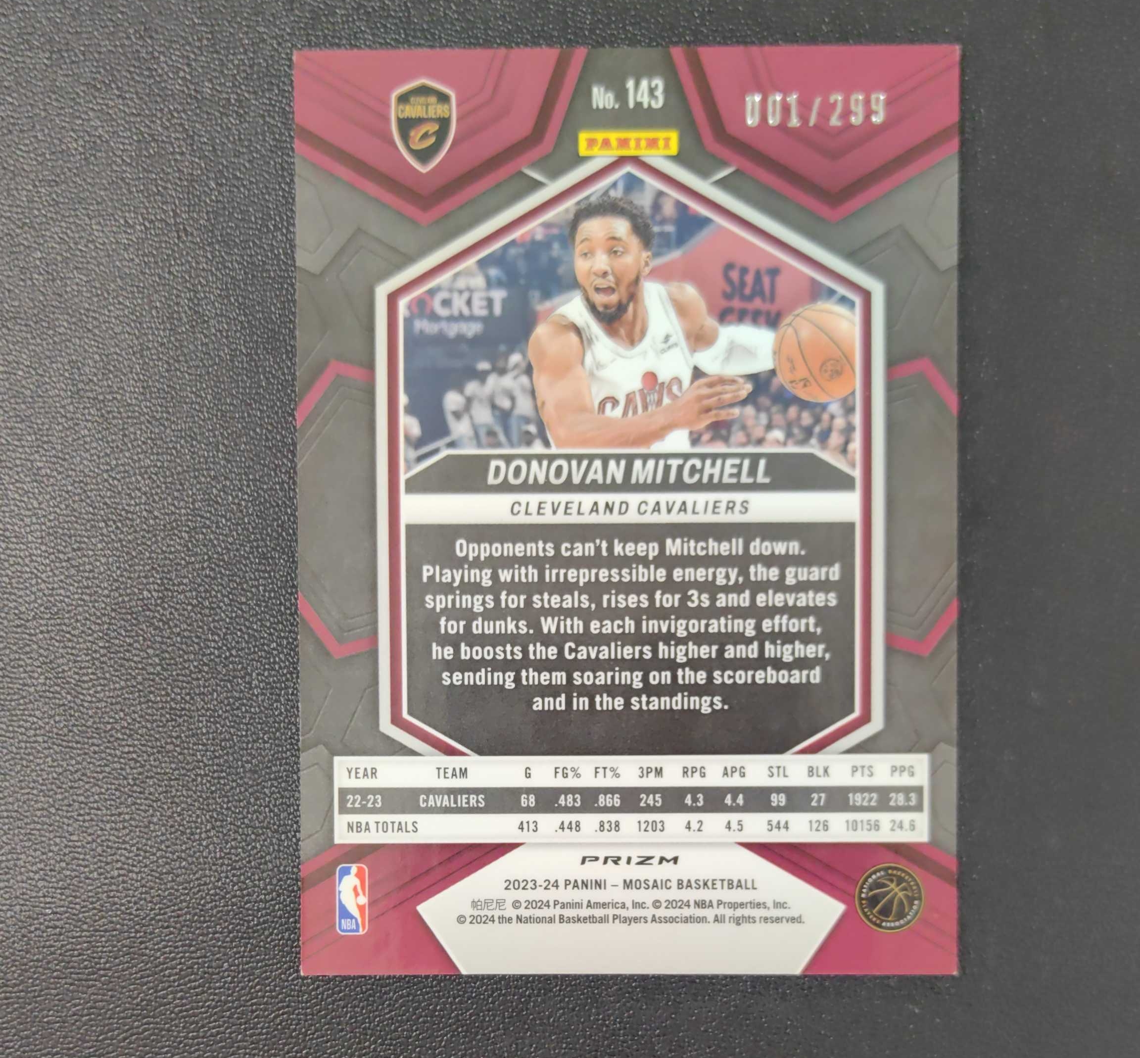 2023-24 panini Mosaic Donovan Mitchell 马赛克 骑士 多诺万 米切尔 红瀑布折 折射 /299编 首编 东契奇 sga 库里 文班亚马 詹姆斯 多张再拍