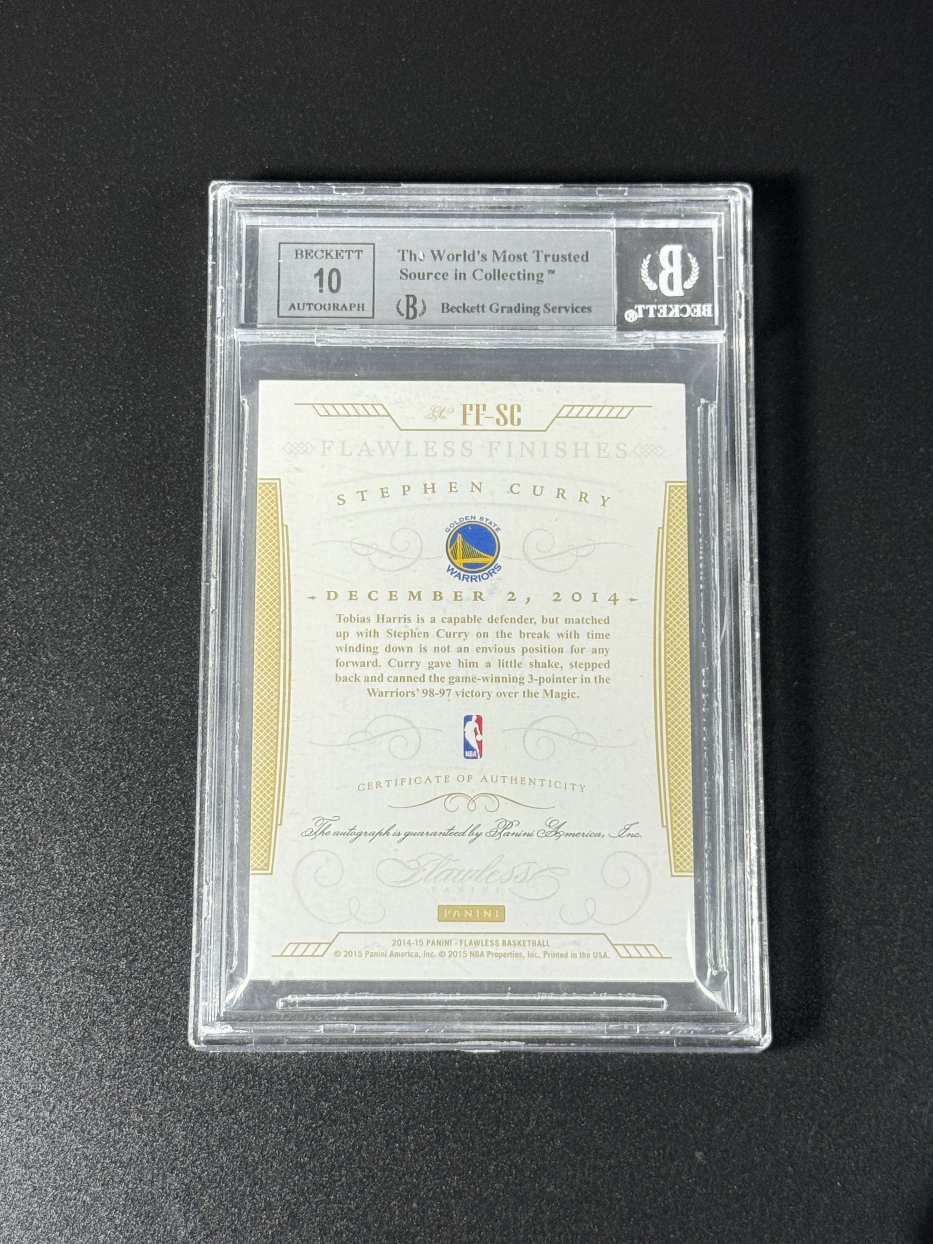 【喷子拍卖】2014-15 panini flawless Stephen Curry 手提 金州勇士 史蒂夫 库里 元年绝杀 签字 5编 绿版 卡签 系列大hit卡 超帅庆祝选图 BGS9/10 专收必备 送订制壳 PPNU