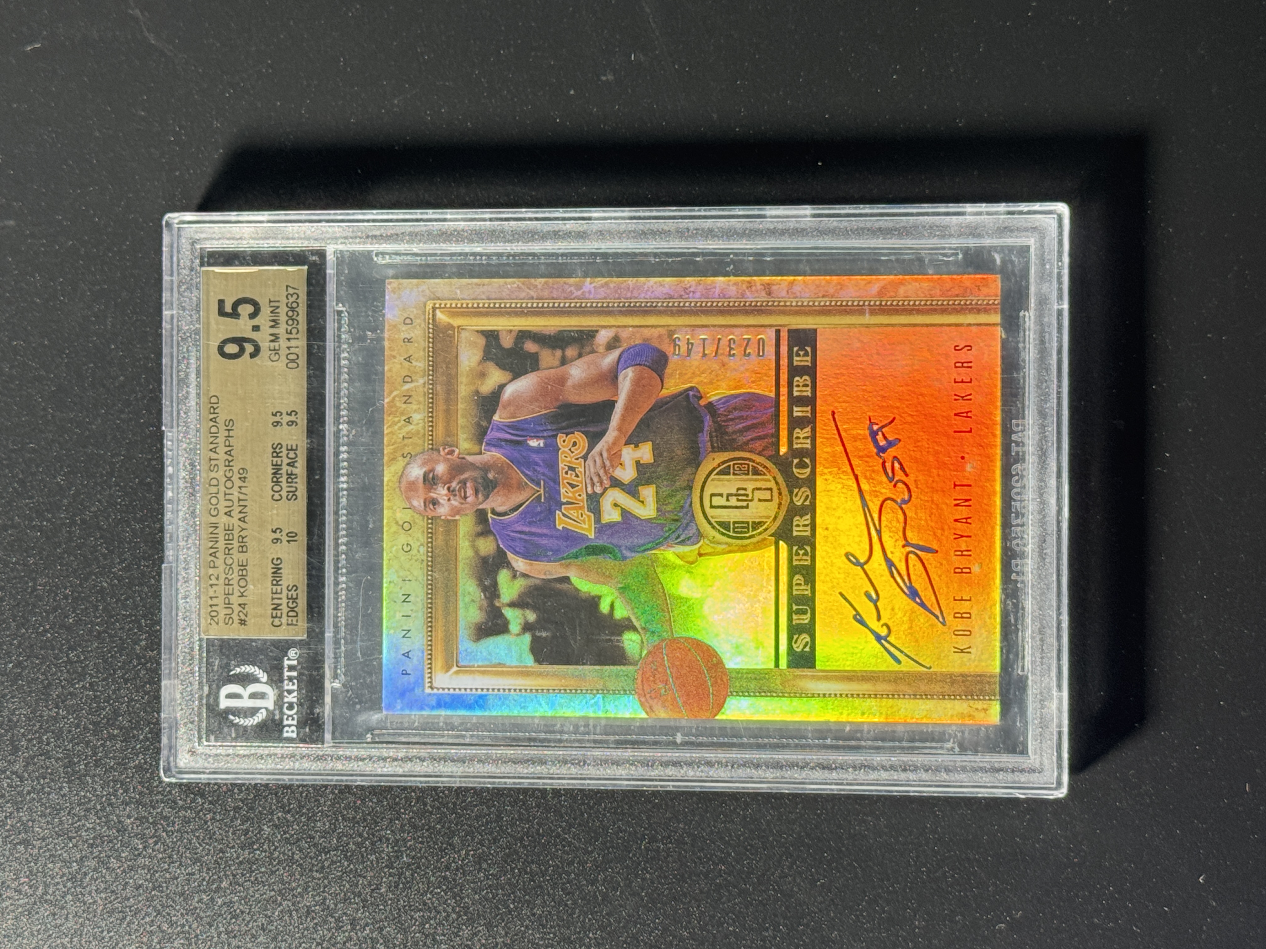 【喷子拍卖】2011-12 panini gold standard Kobe Bryant 金砖 湖人 科比 布莱恩特 铭文 签字 149编 卡签 签了USA 大hit卡 此版只有前24张铭文 超级sp BGS金标9.5/10 魔术总冠军