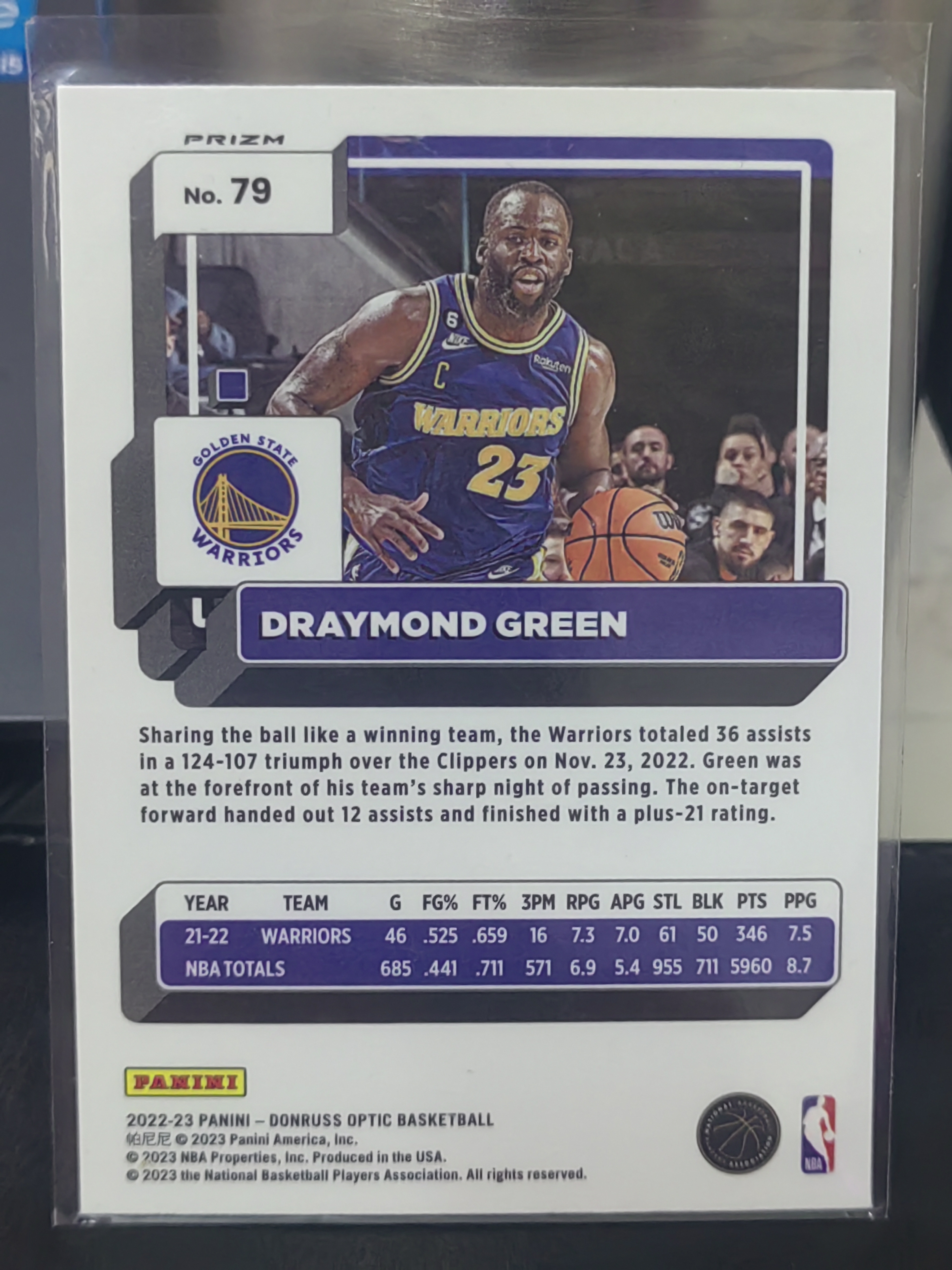 2022-23 Panini Donruss Optic Draymond Green OP 银折 德雷蒙德 格林 追梦格林 勇士 篮 白边白角 不保卡品 卡品如图