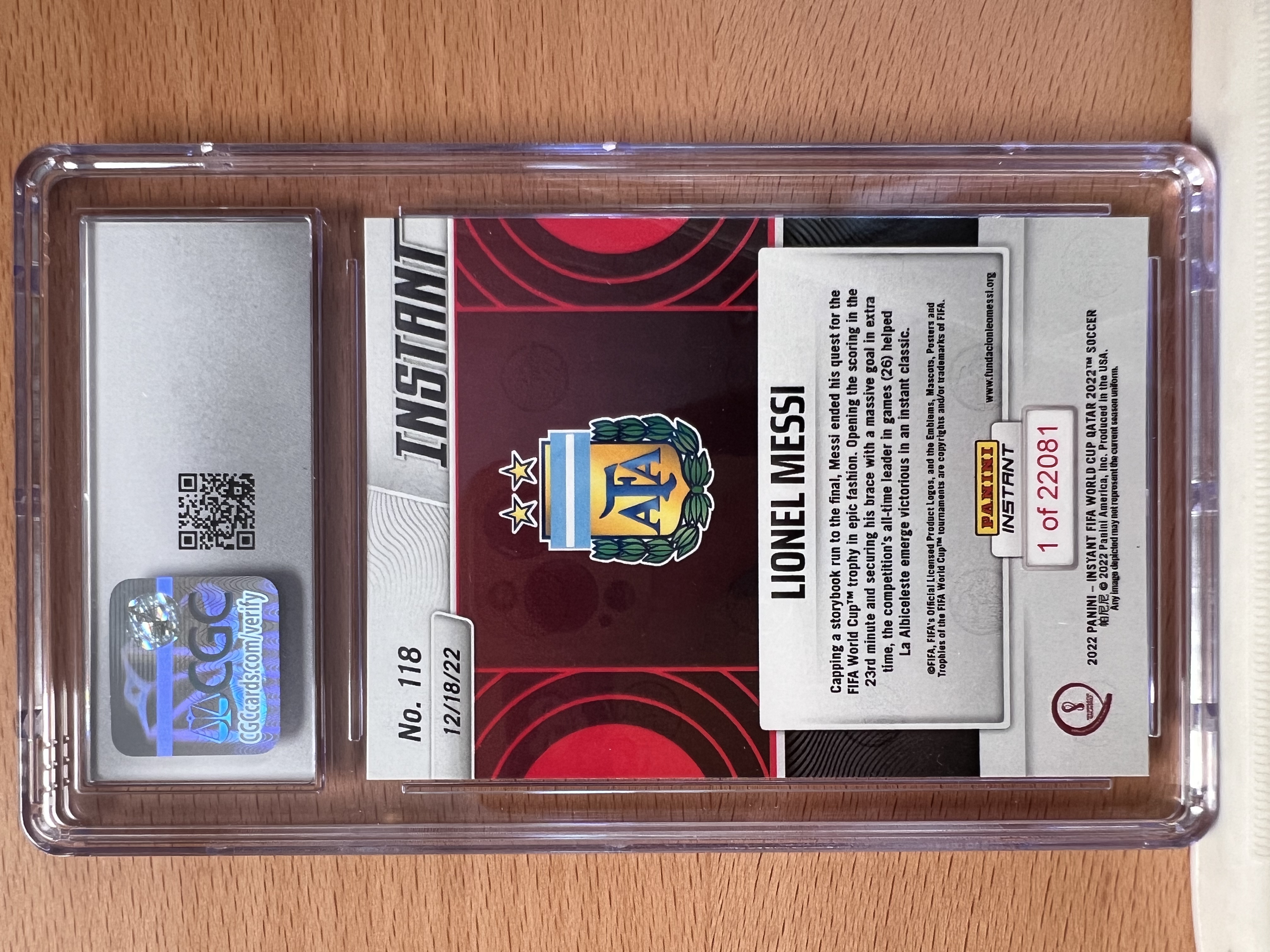 2022 Panini Instant Lionel Messi #118 CGC9 巴萨 捧杯 世界杯 梅西 阿根廷 时刻 夺冠 球王 里奥