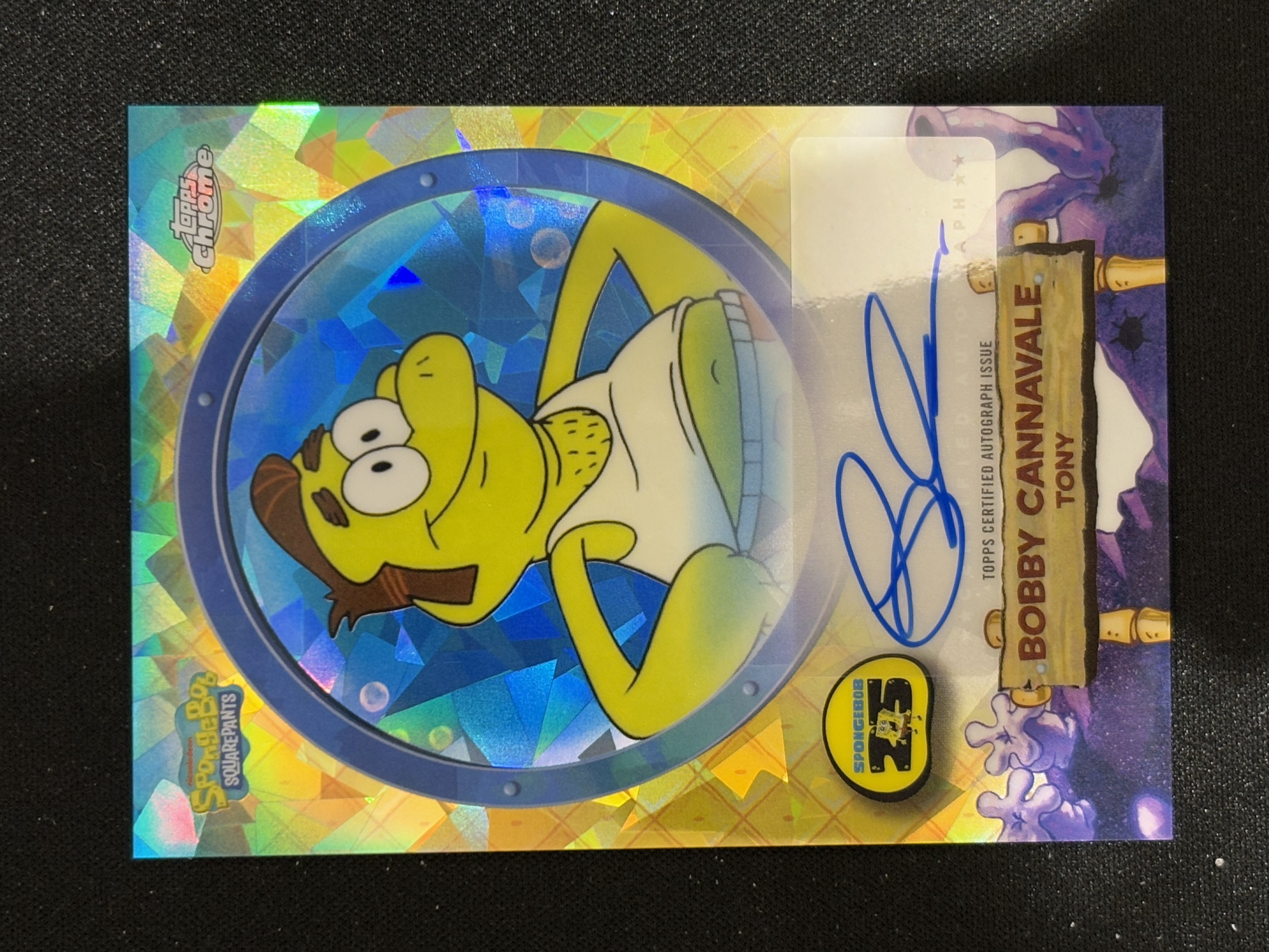2025 Topps SpongeBob SquarePants Tony 托尼 Chrome 海绵宝宝25周年蓝宝石 Bobby Cannavale 配音演员签 碎冰折 - coke