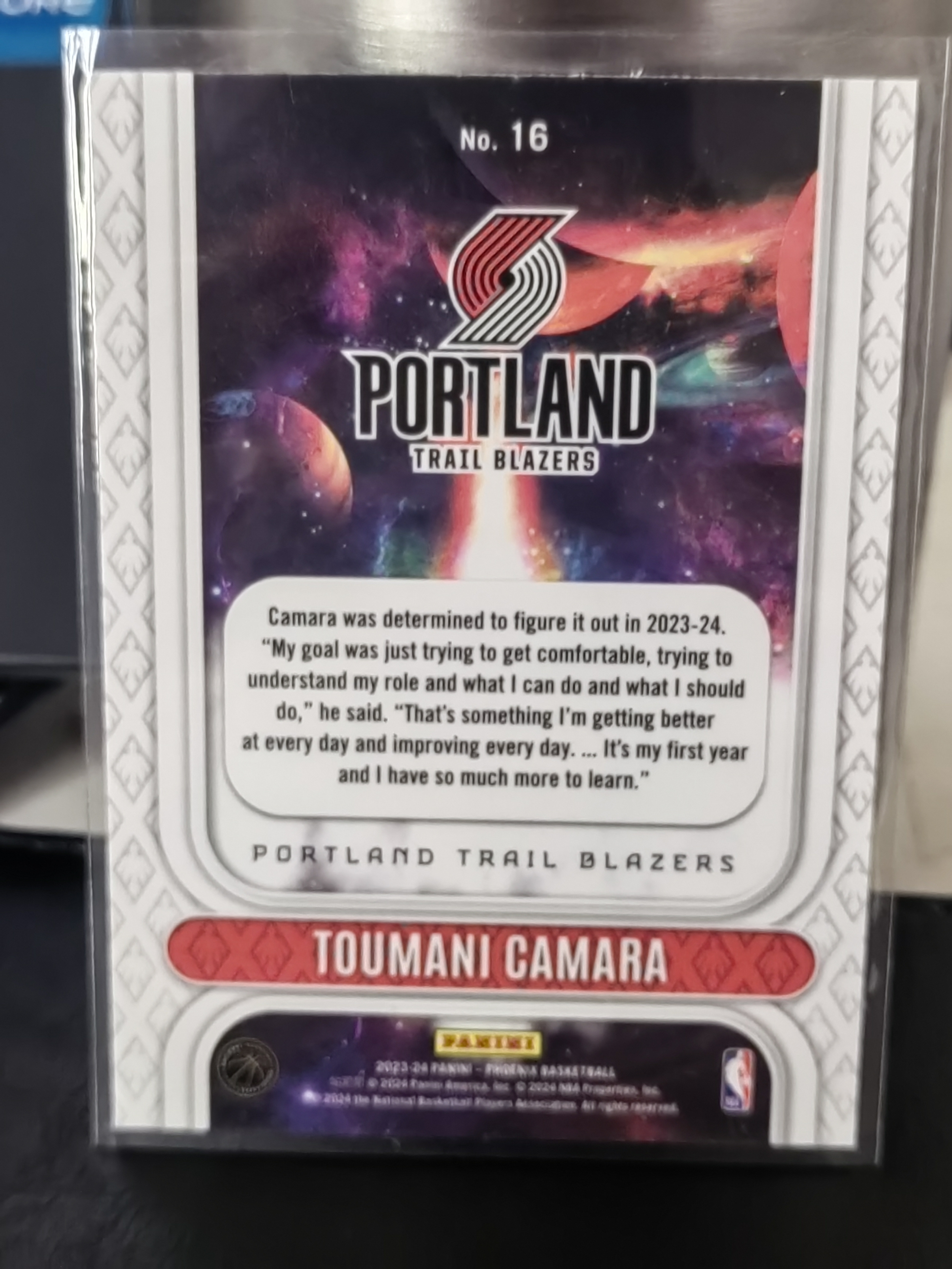 2023-24 Panini Phoenix TOUMANI CAMARA RC 凤凰 新秀 银折 图马尼卡马拉 开拓者 新秀崛起 特卡 篮 白边白角 不保卡品 卡品如图