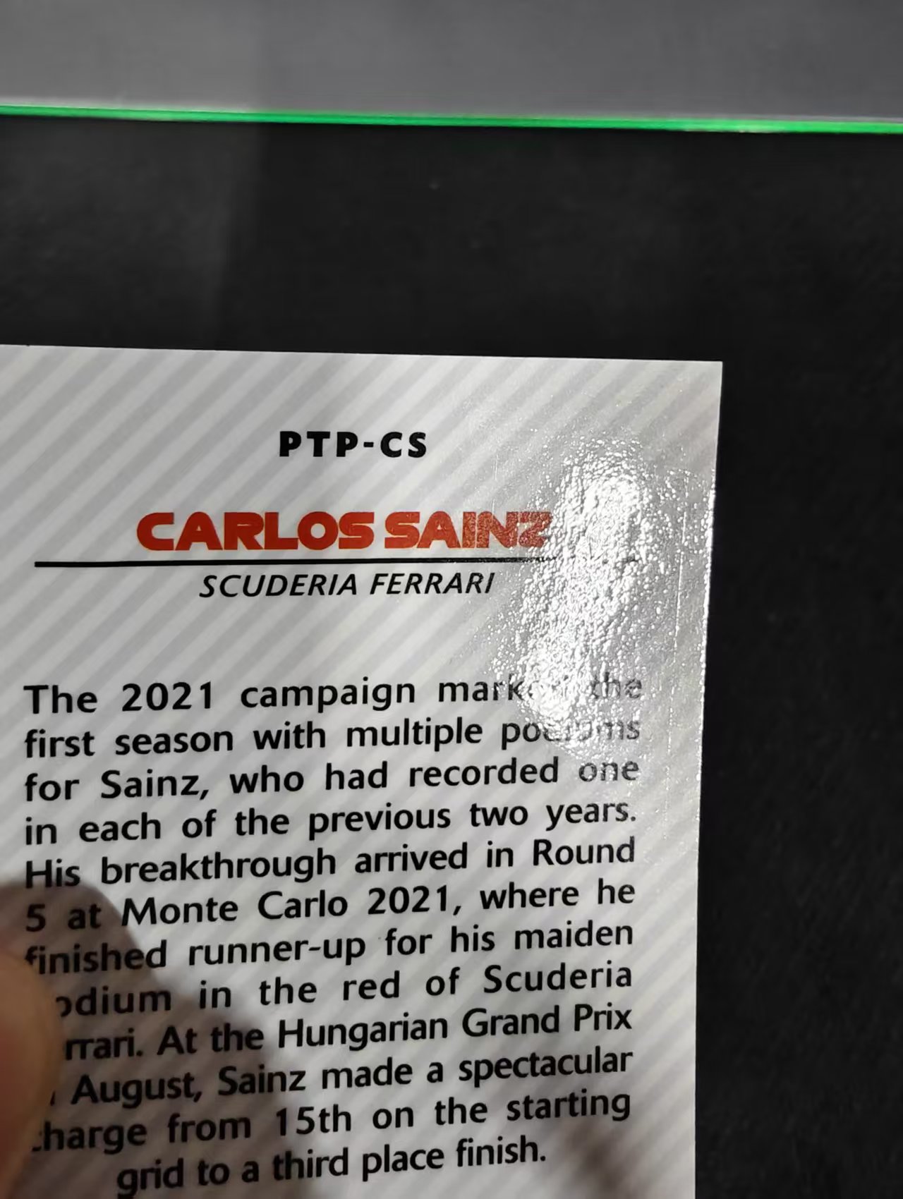 2021 Topps Chrome Carlos Sainz F1 法拉利车队 卡洛斯 赛恩斯 银折 the podium特卡 边角瑕疵 #CS