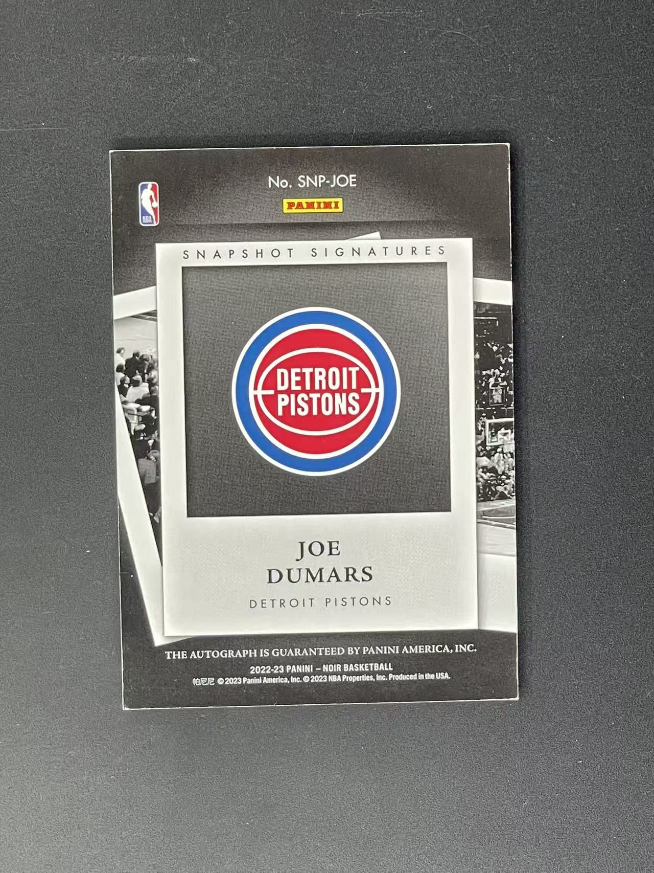 2022-23 Panini Noir Joe Dumars 【林哦哦代卖】乔 杜马斯 诺尔 签字 25编 活塞(谢腾飞)