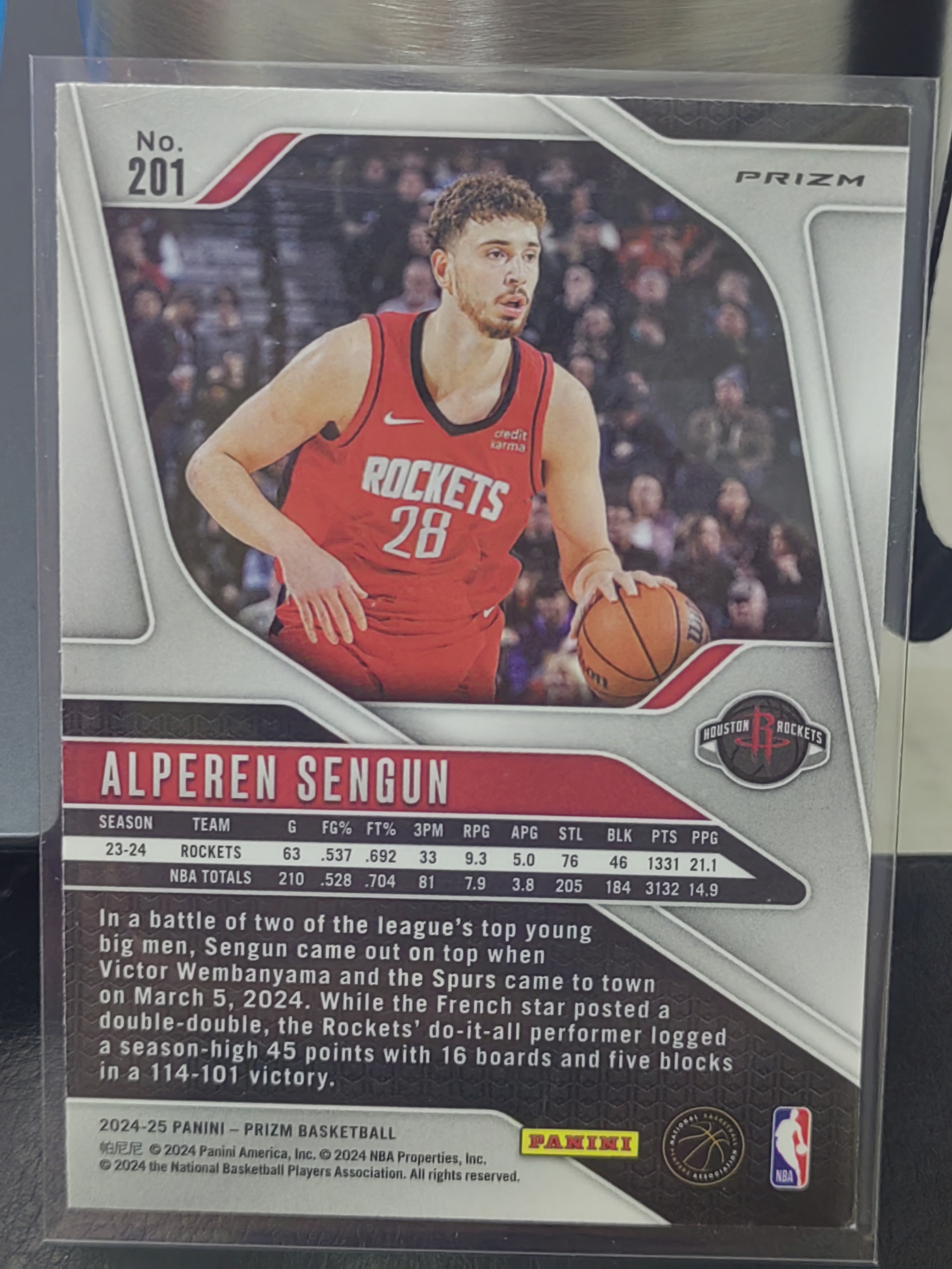 2024-25 Panini Prizm Alperen Şengün PZ 粉碎冰折 阿尔佩伦申京 火箭 篮 白边白角 不保卡品 卡品如图