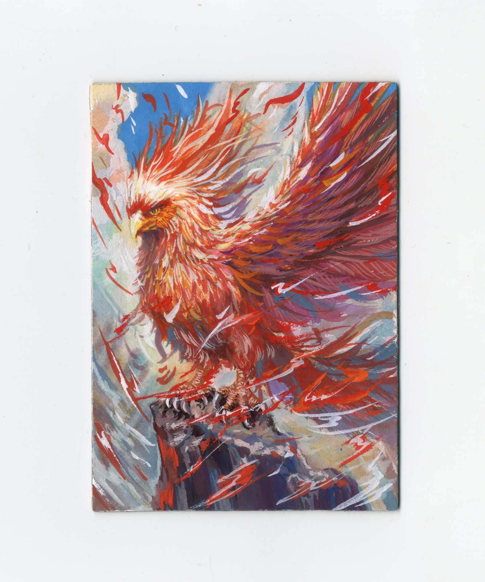 【Jackie杰基拍卖】话山海系列 丙烯 凤凰 手绘卡 1/1 画师见签字(灯塔)