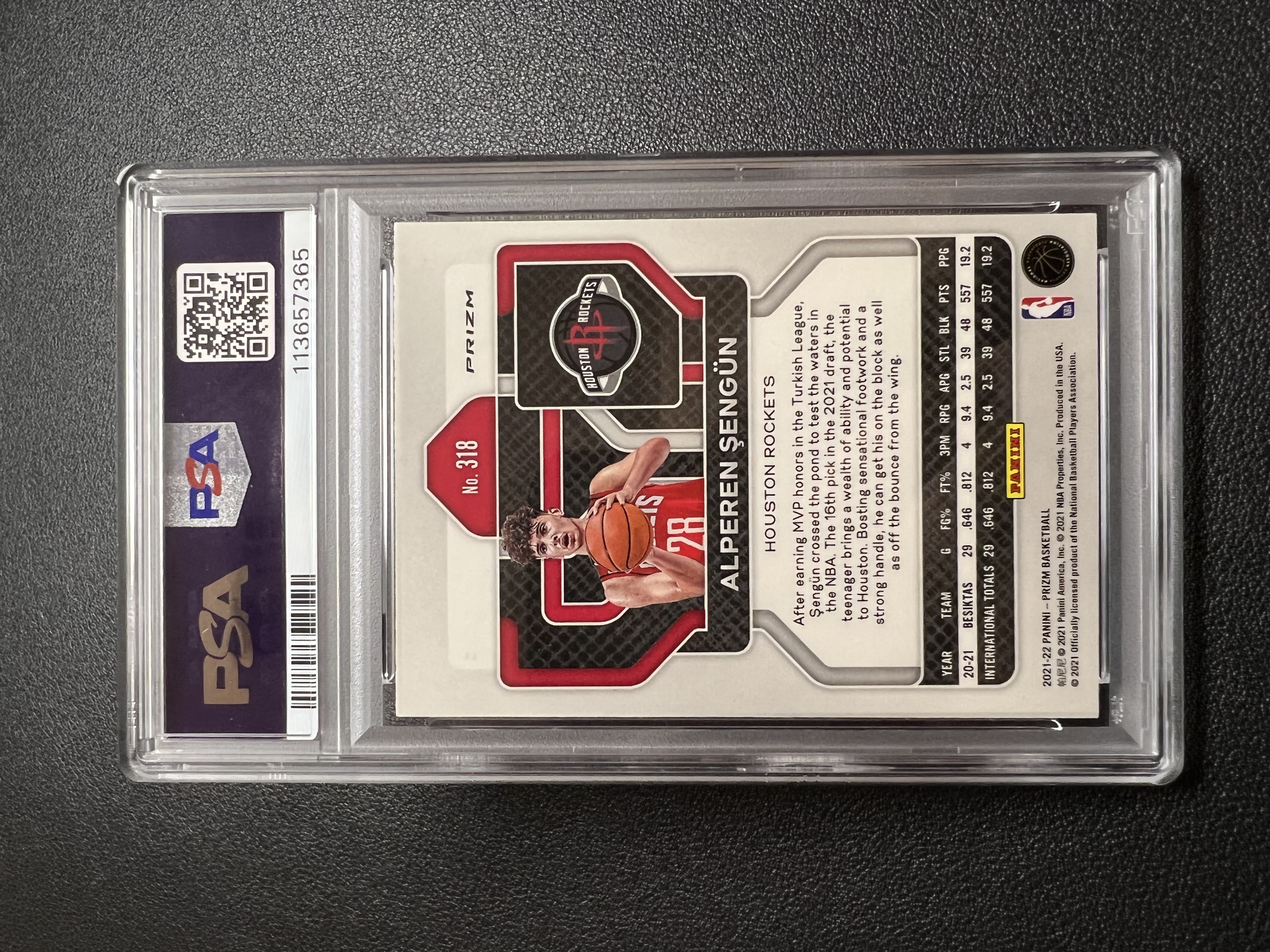 2023-24 Panini Prizm Alperen Sengun RC 【星佑代卖】PZ 火箭 新秀 阿尔佩伦 申京 银波纹折射 PSA9分 评级卡 收藏必备