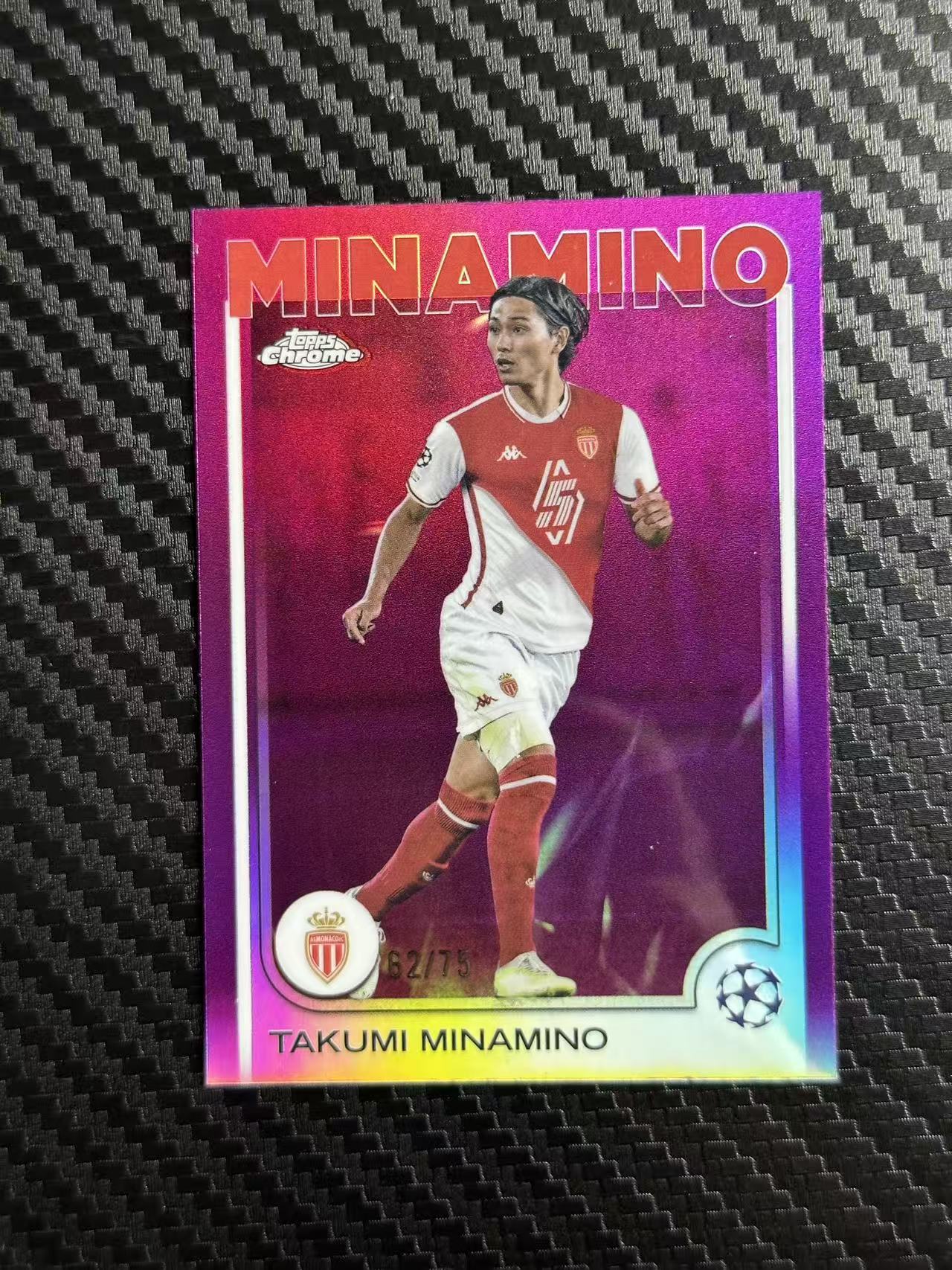 2025 Topps chrome Takumi Minamino 南野拓实 摩纳哥 62/75编 欧冠 紫折 卡品如图 拍前看描述