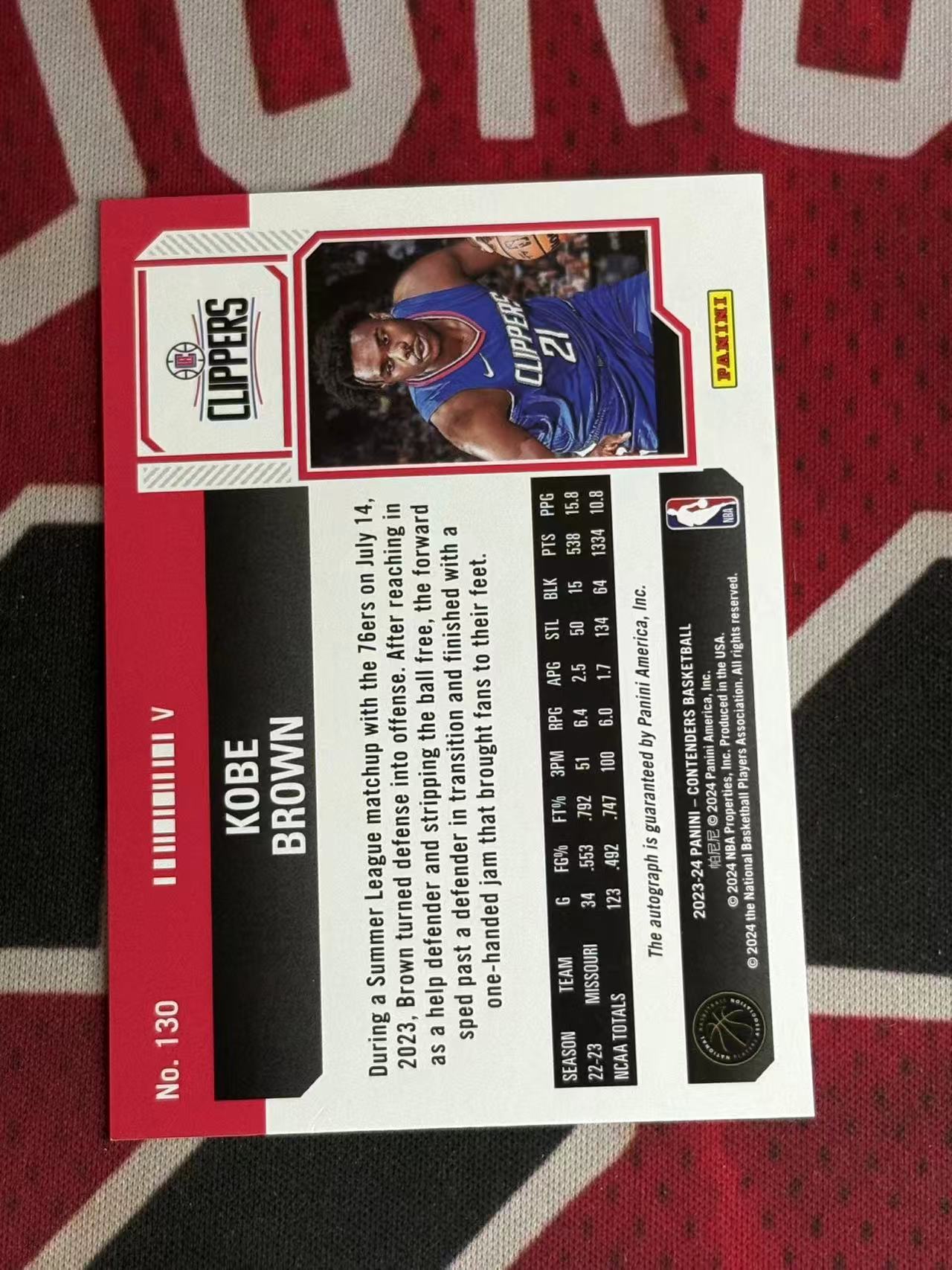 2023-24 PANINI CONTENDERS KOBE BROWN 球票系列 快船 新秀RC 科比布朗 签字卡 卡签 变化版新秀球票签字卡 专收凑套必备【烂臭嘴拍卖】