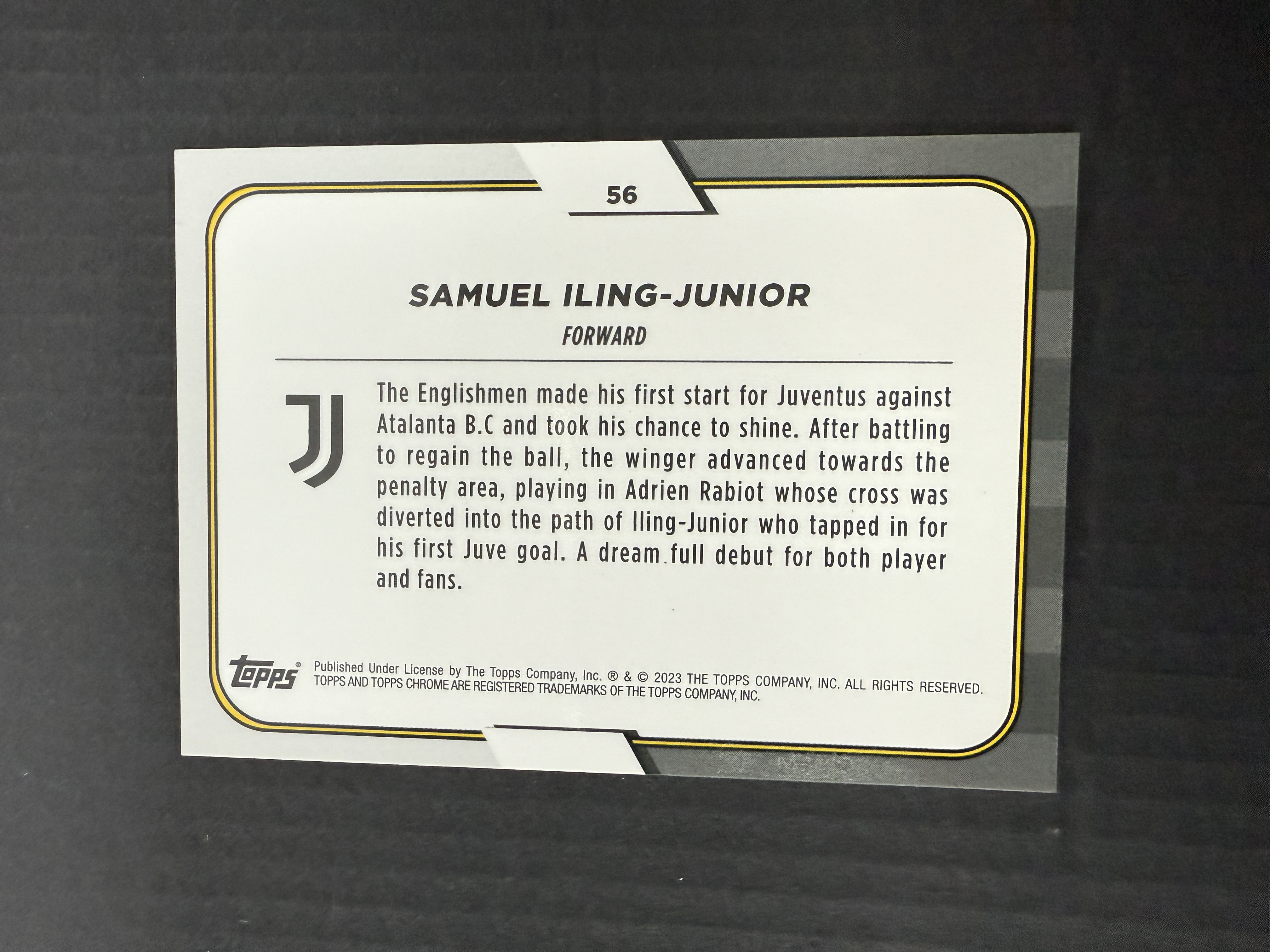【GOAT山羊拍卖】D哥 2023-24赛季 topps chrome尤文图斯队盒系列 萨穆埃尔·伊林 新秀斑马折 /75 尤文图斯 品相如图