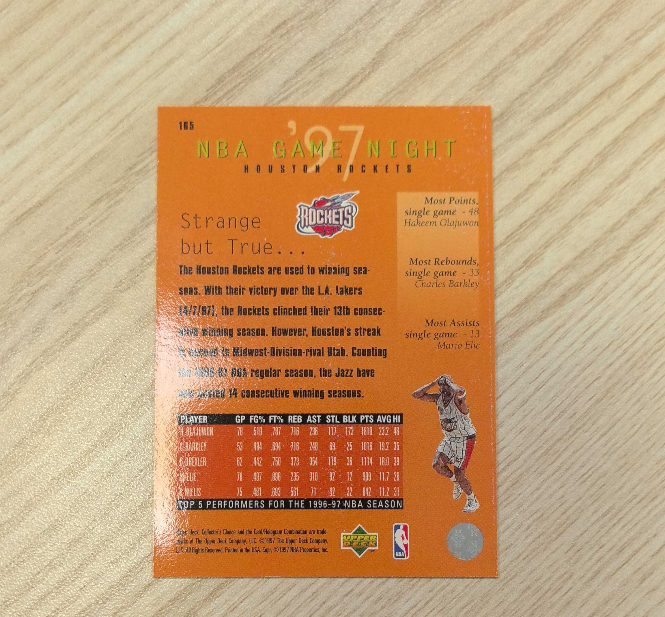 1997-98 Upper Deck Collector's Choice Hakeem Olajuwon 奥拉朱旺 UD大梦50大75大 名人堂 84年状元 2届总冠军 12届全明星 MVP火箭猛龙