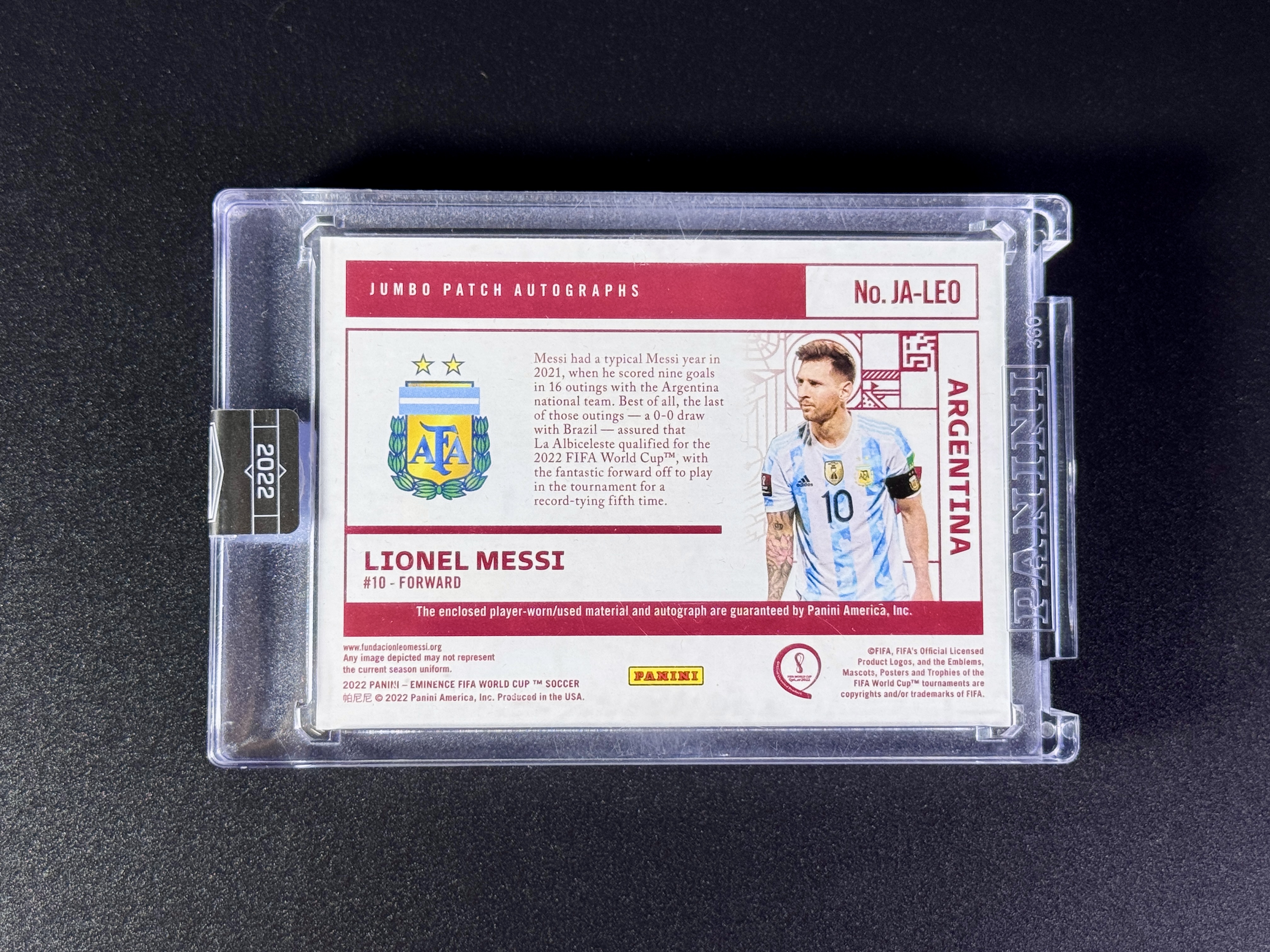 【喷子拍卖】2022 Eminence world cup Lionel Messi 大真金白银世界杯 阿根廷 球王 梅西 大窗 patch 签字 5编 金闪版 亲穿球衣player-worn 卡签 大hit 冠军年超有价 原封砖 春夏秋冬