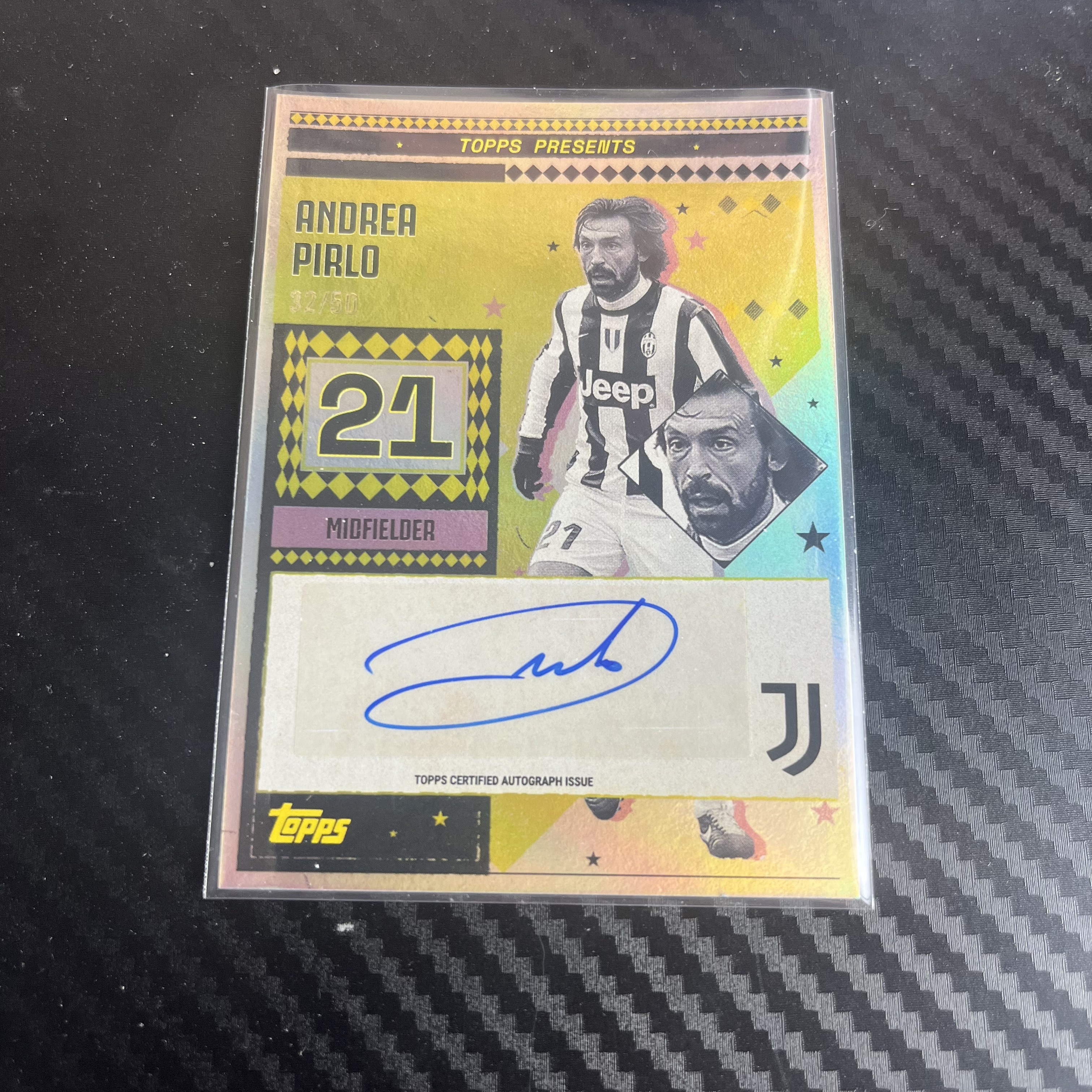 2024-25 Topps Chrome Andrea Pirlo 尤文图斯 队盒 皮尔洛 背号签字 特卡 32/50编 金折 不退不换 不累计 卡品如图 丁满代拍 小杆