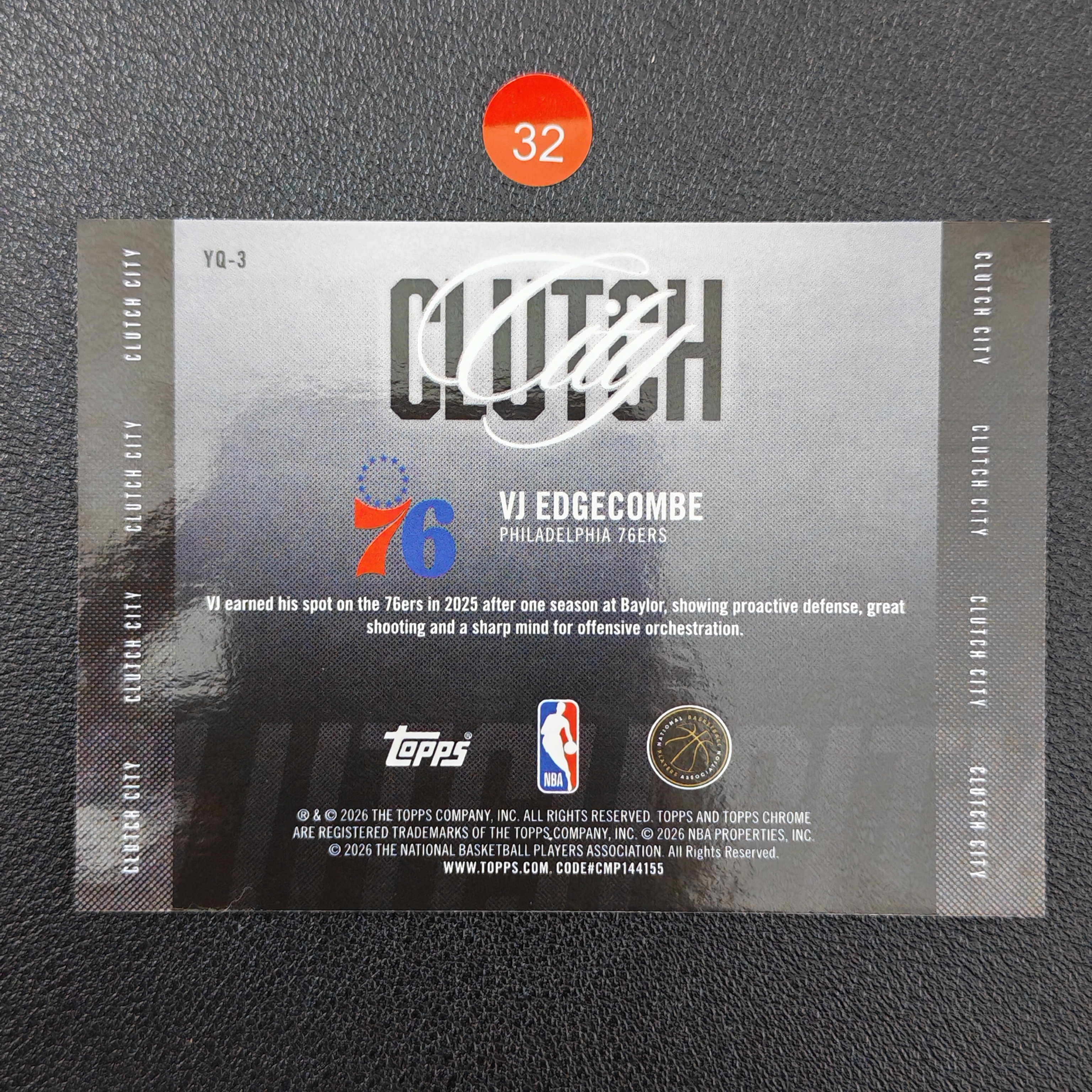 【鹰歌拍卖】VJ·埃奇库姆 VJ Edgecombe 费城76人 新秀RC 关键之城特卡|2026 Topps Chrome 探花 76人新核 天赋爆表 未来可期 凑套必备 不保卡品 #momo