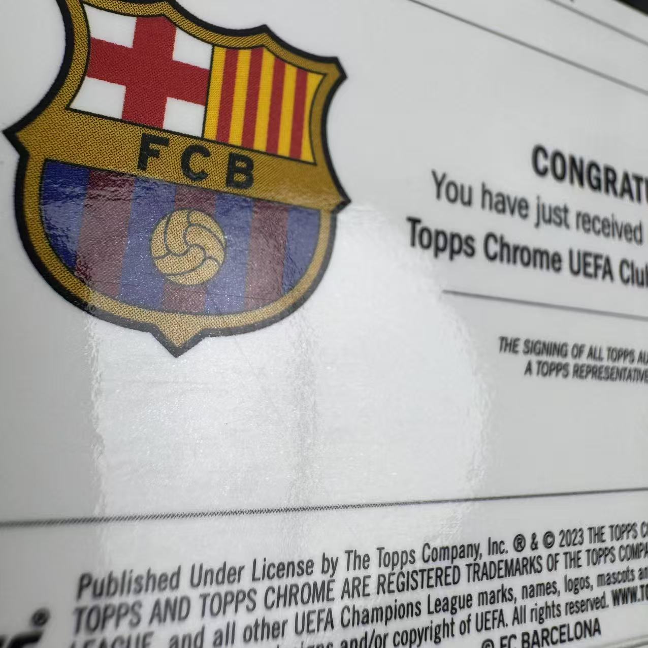 2022-23 Topps Chrome Xavi 欧冠TC 哈维 埃尔南德斯 59/75编 蓝波纹折 签字 巴萨 微瑕如图(OSORA)