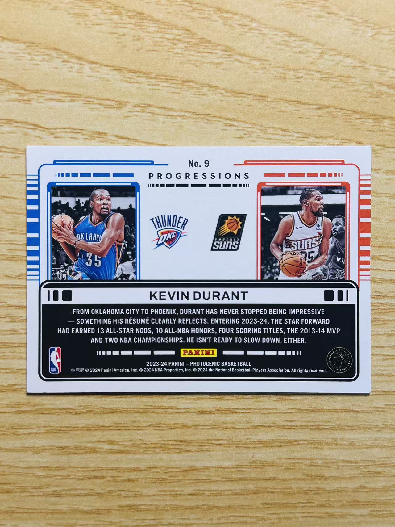 2023-24 Panini PaniniPhotoGenicNBA Kevin Durant 嘿嘿代卖 上镜 凯文 杜兰特 前世今生 雷霆 太阳 死神 KD 特卡 收藏必备