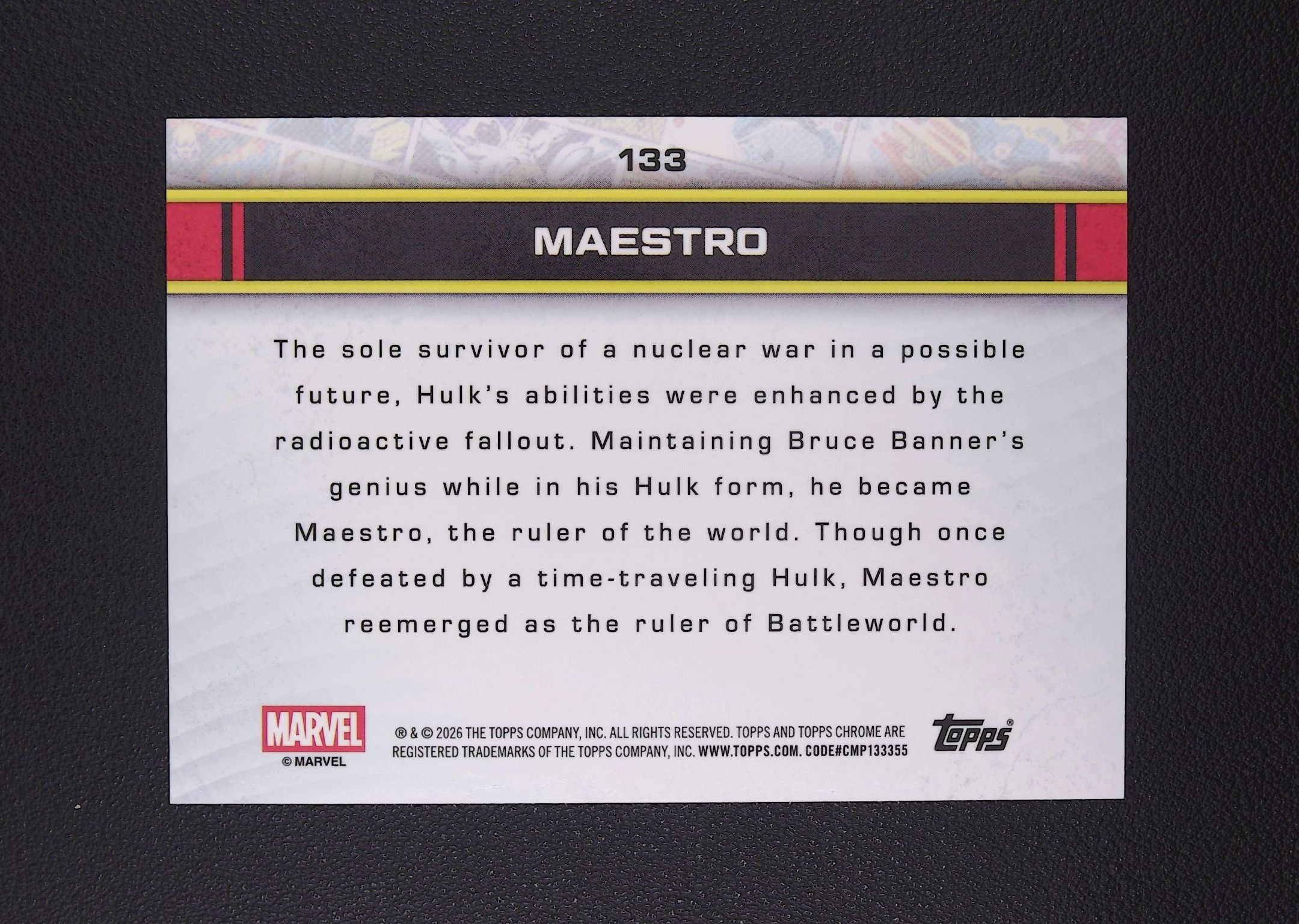 2026 Topps Chrome Marvel Maestro 战尊 02/50编 金棋盘折 浩克 漫威【Big M 代拍】 D水