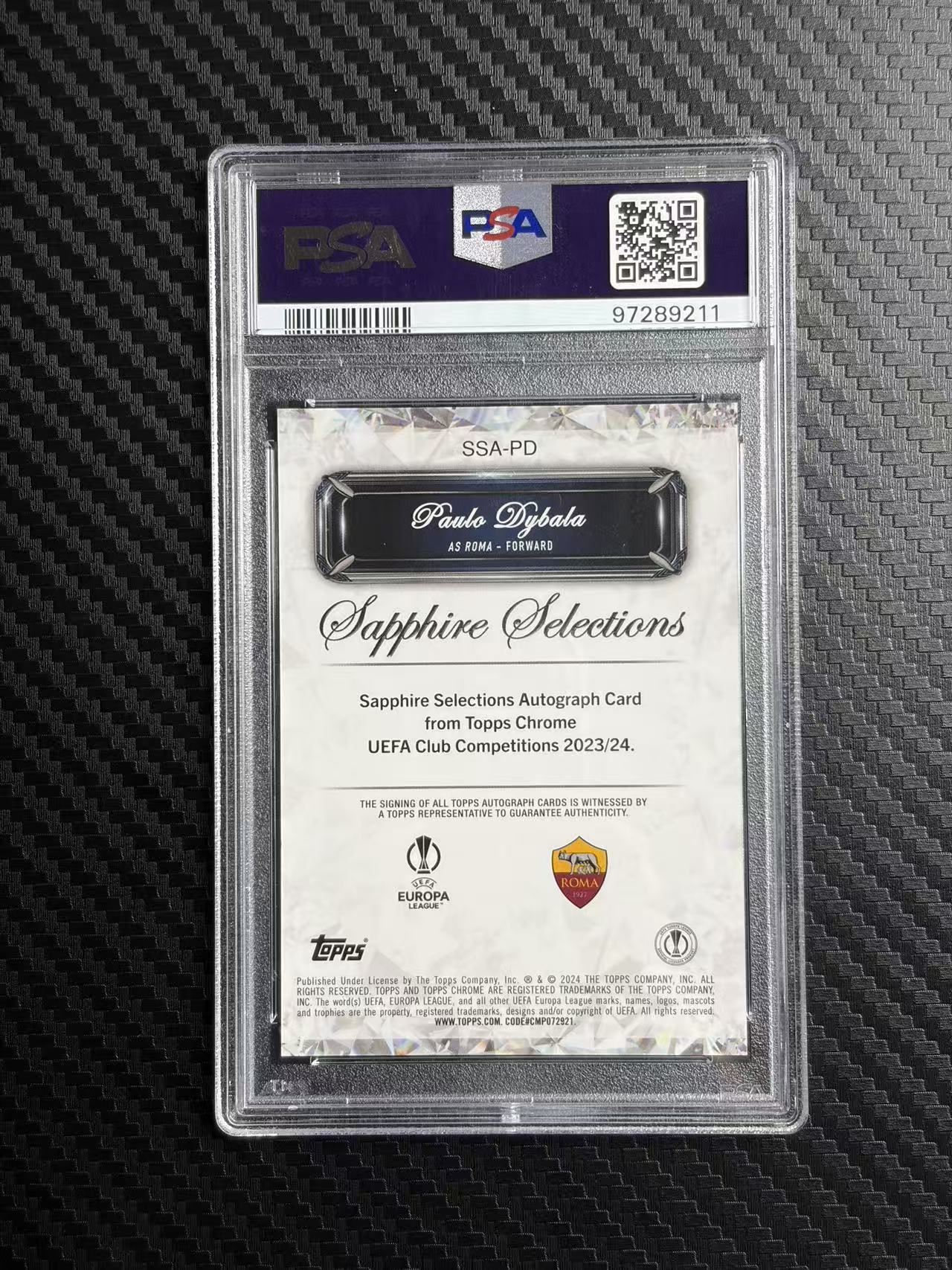 2024 Topps Chrome Paulo Dybala 欧冠 保罗 迪巴拉 罗马 蓝宝石 精选 爆金 签字 psa9 签字10分 卡品如图 拍前看描述