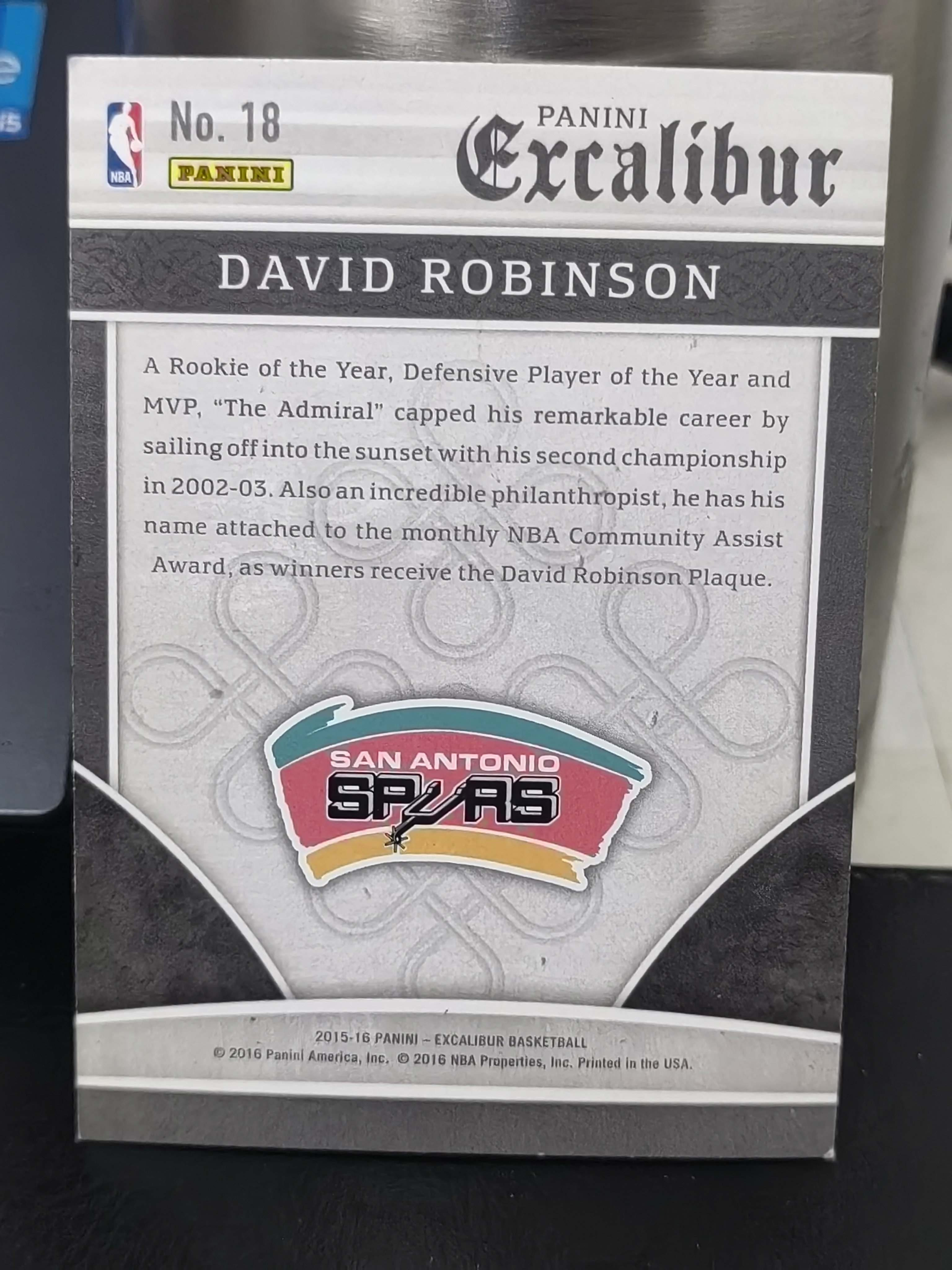 2015-16 Panini Excalibur David Robinson 王者之剑 大卫罗宾逊 马刺 篮 白边白角 不保卡品 卡品如图