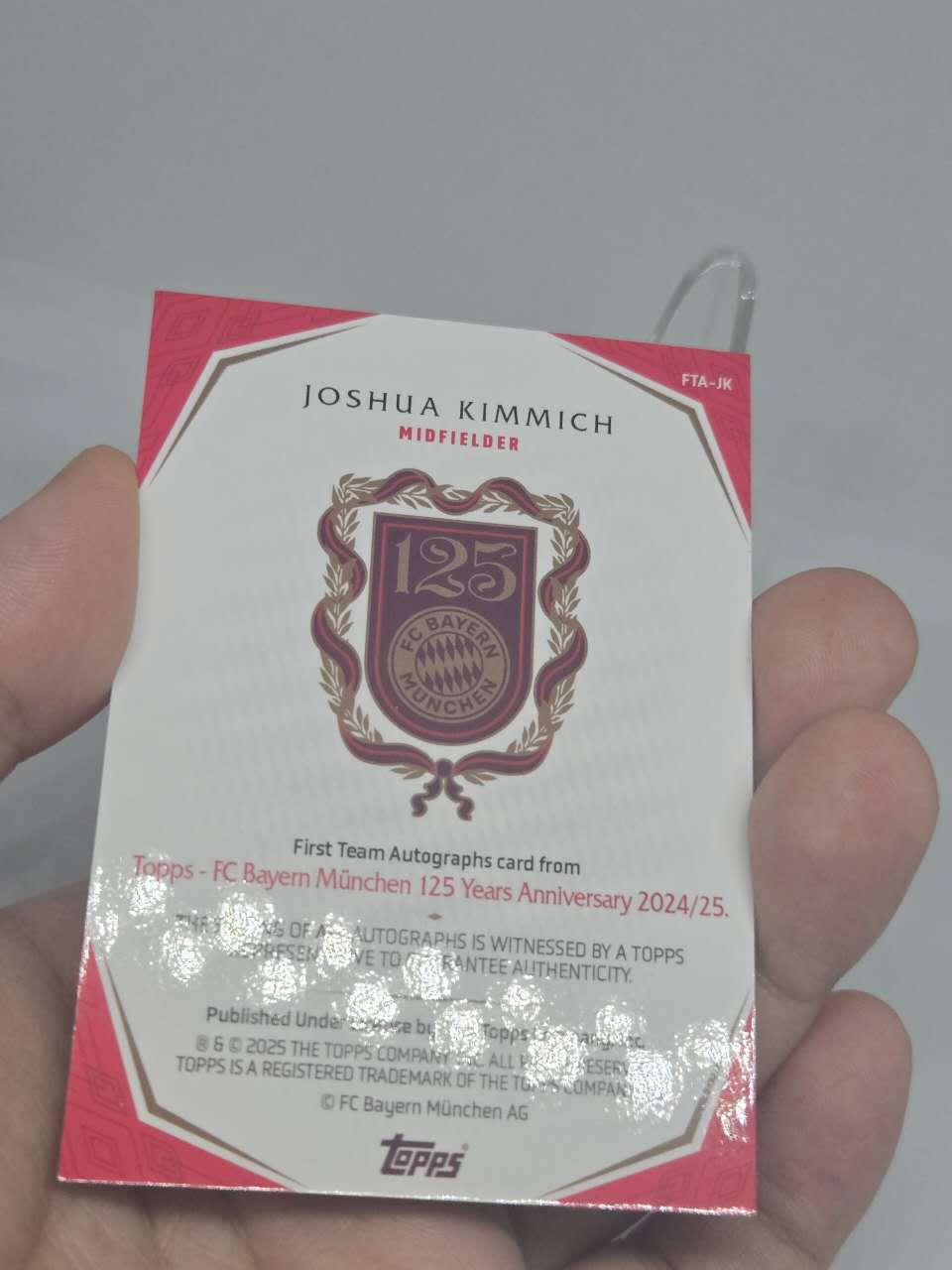 2025 Topps Bayern Joshua Kimmich 拜仁125周年队盒 基米希 签字 卡签 20/33编 卡品如图