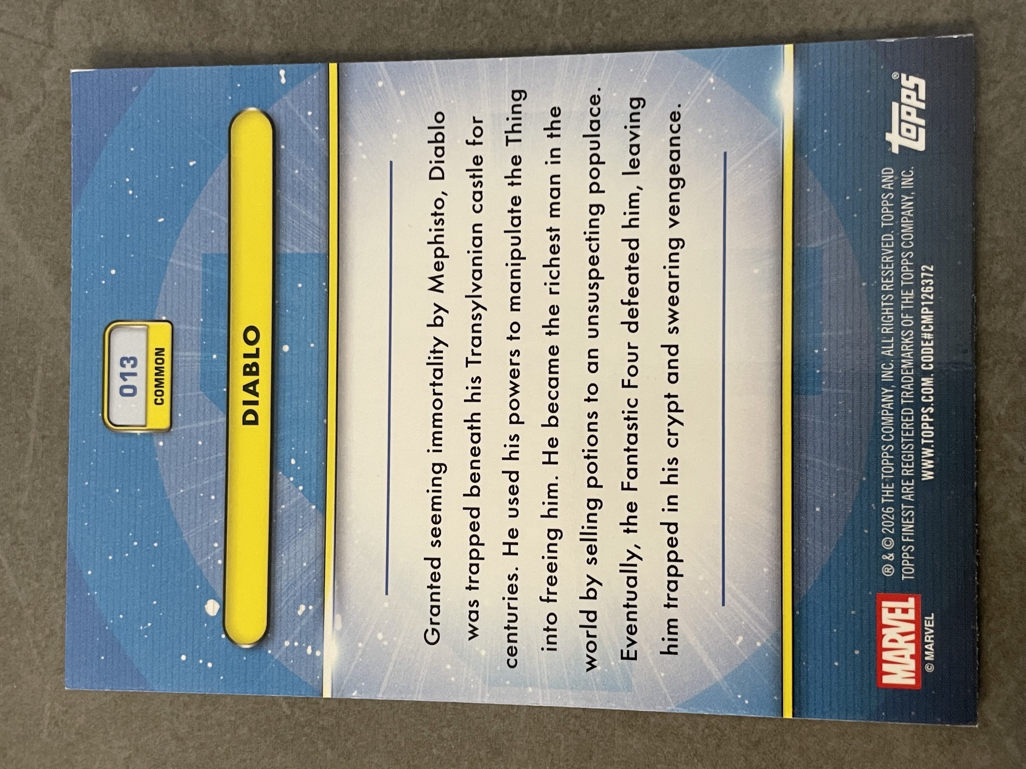 (T1)2026 TOPPS 漫威 COMMON MARVEL BASE 黑魔头 实卡好看 收藏凑套必备 卡品如图 !!!