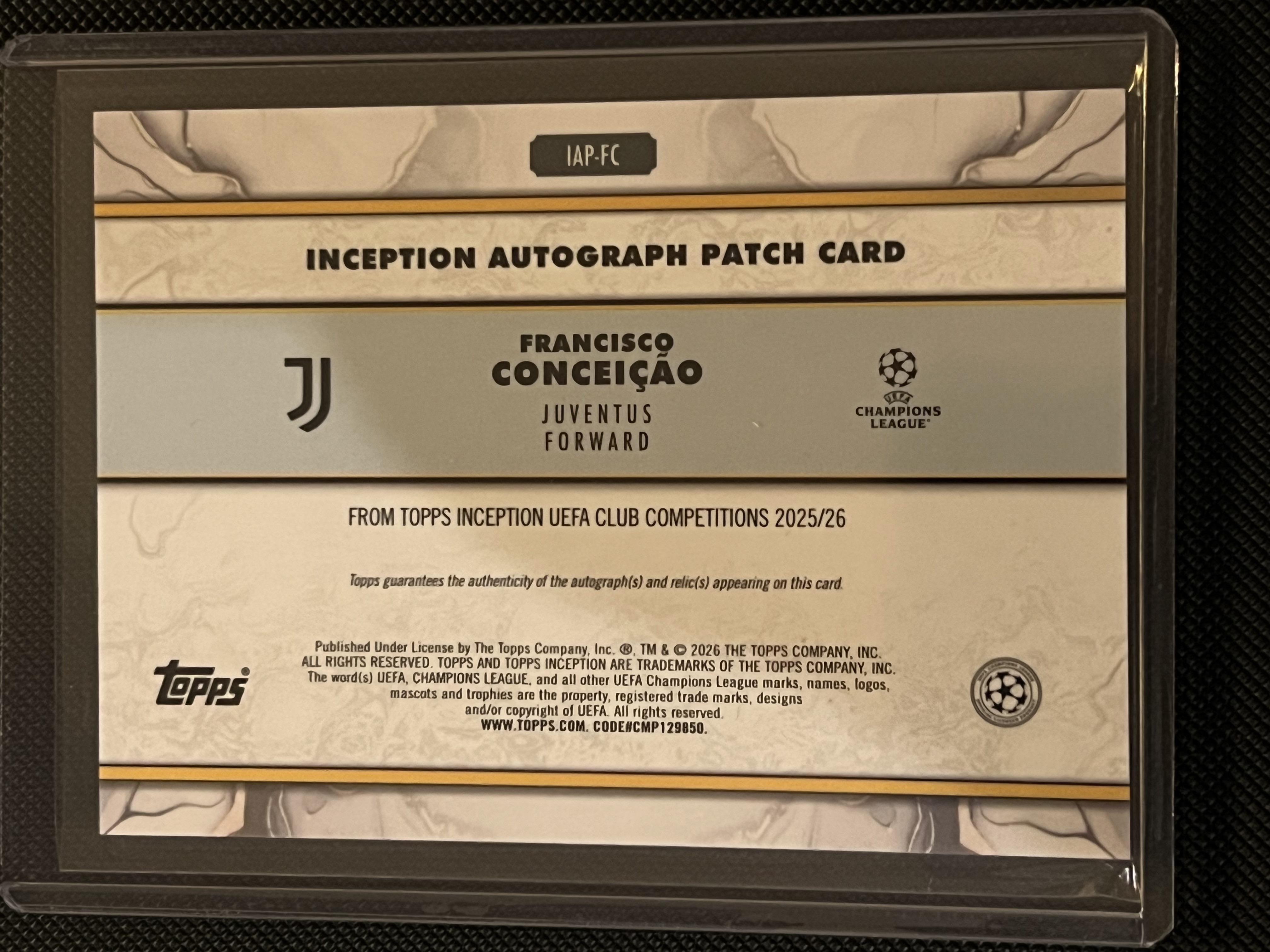 2026 Topps Inception Francisco Conceicao #IAP-FC 尤文图斯 弗朗西斯科·孔塞桑 75编 粉平行 球衣 签字卡!!凑套必备!!