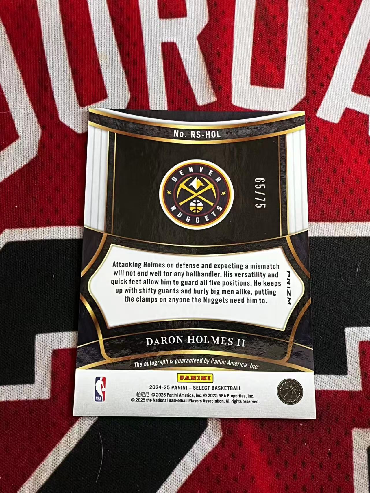 【接寄拍】2024-25 PANINI SELECT系列 掘金 新秀RC 达龙霍姆斯三世 75编 签字卡 新秀签 紫折 折射 专收凑套必备【烂臭嘴拍卖】